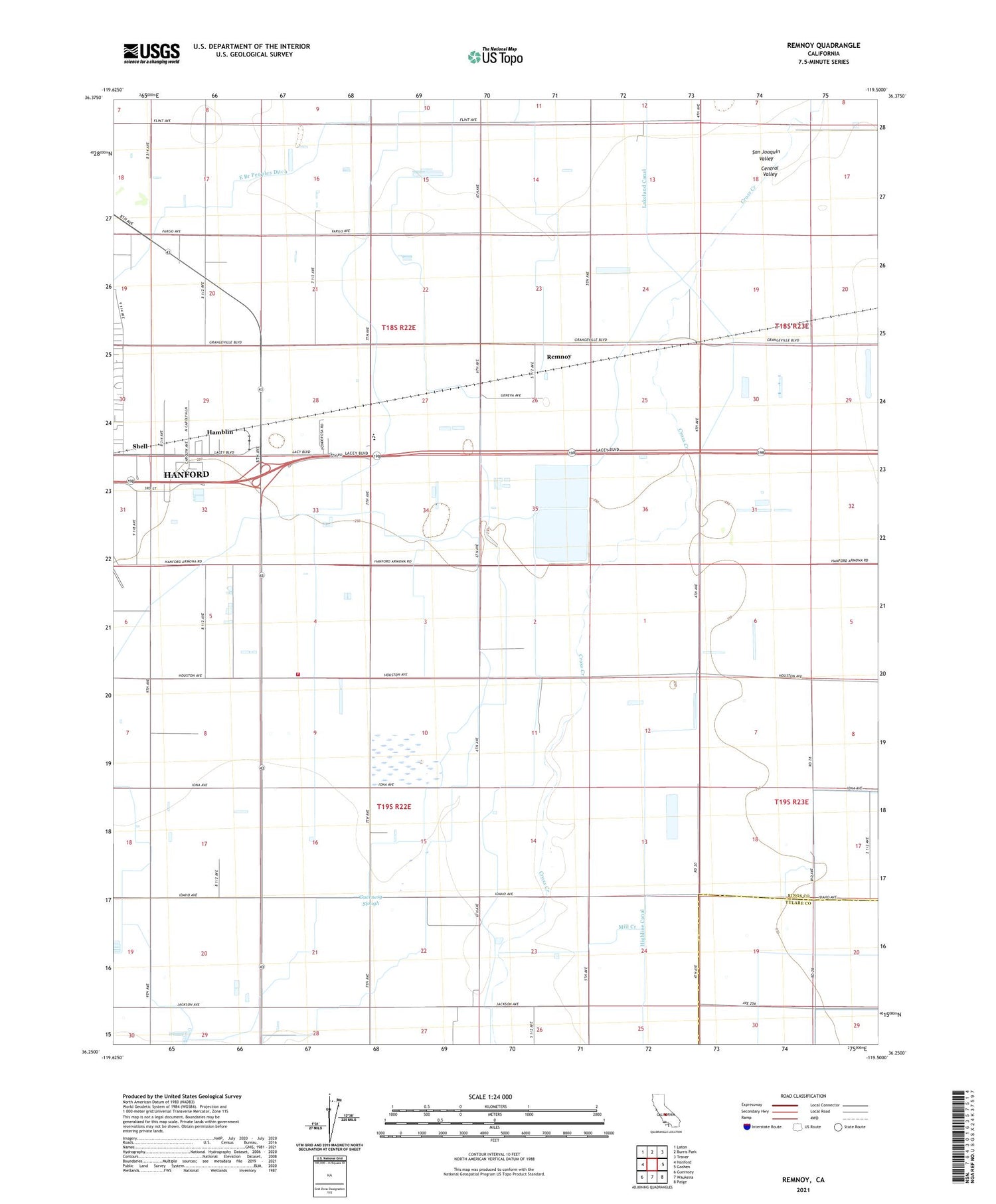 Remnoy California US Topo Map Image