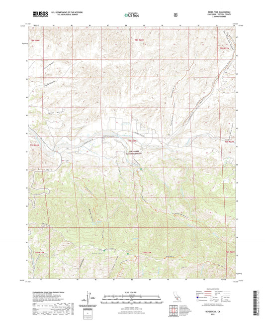 Reyes Peak California US Topo Map Image