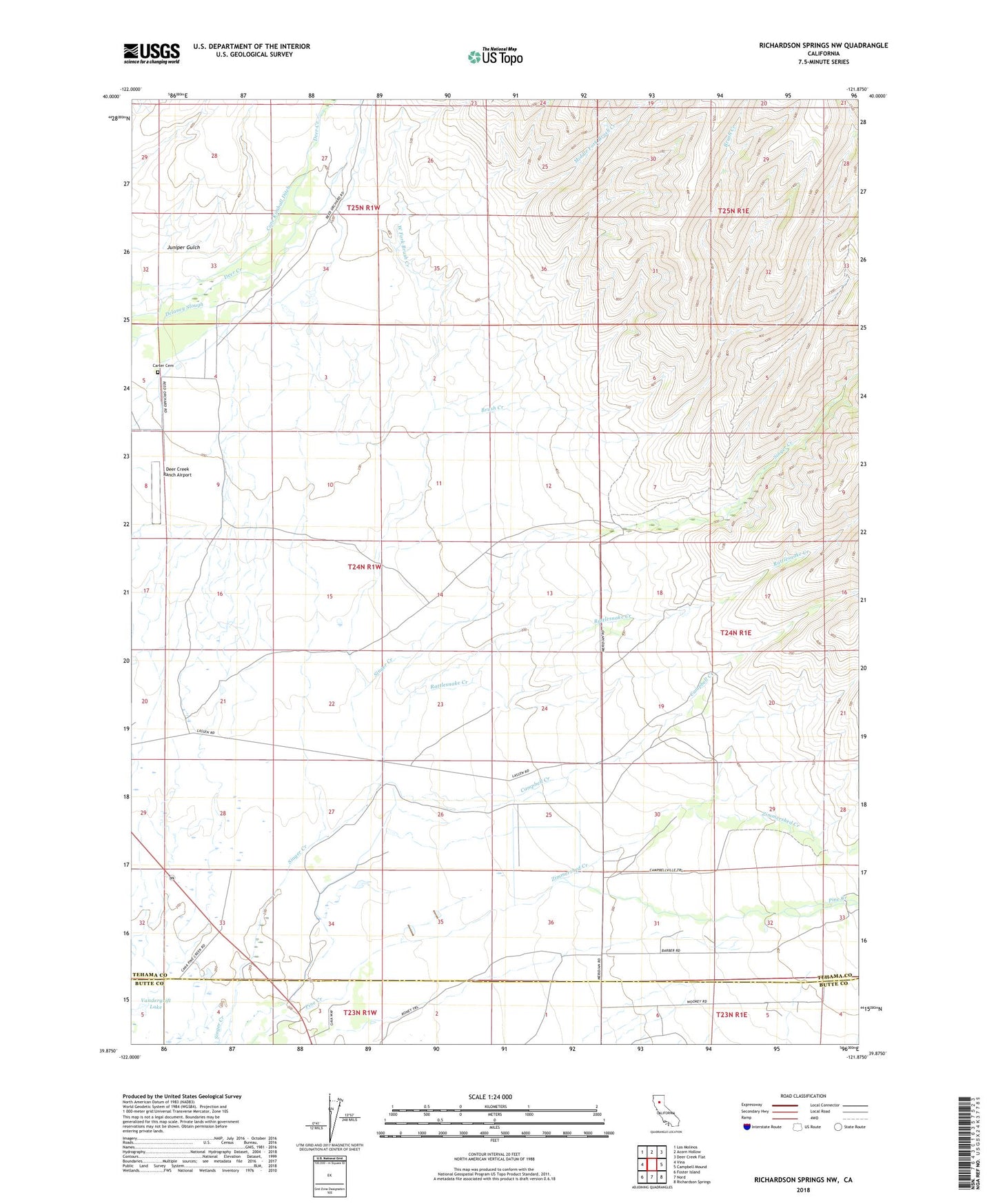 Richardson Springs NW California US Topo Map Image
