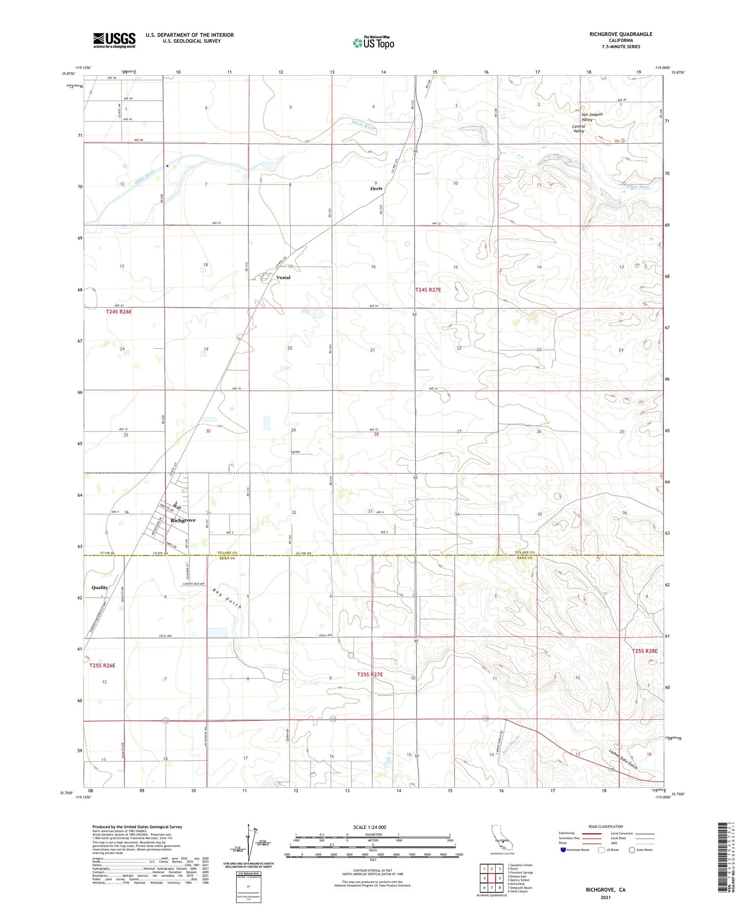 Richgrove California US Topo Map Image