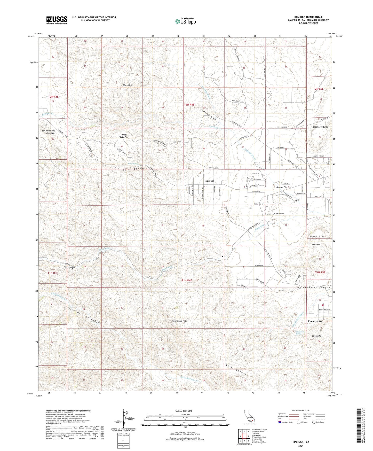 Rimrock California US Topo Map Image