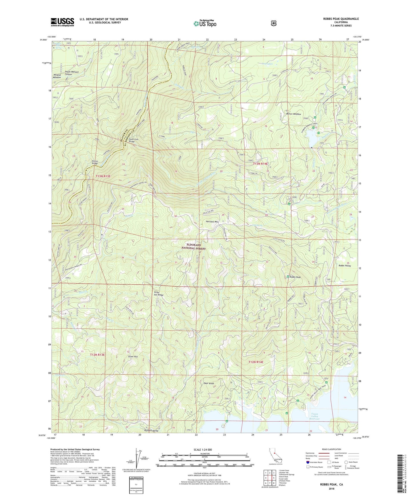 Robbs Peak California US Topo Map Image