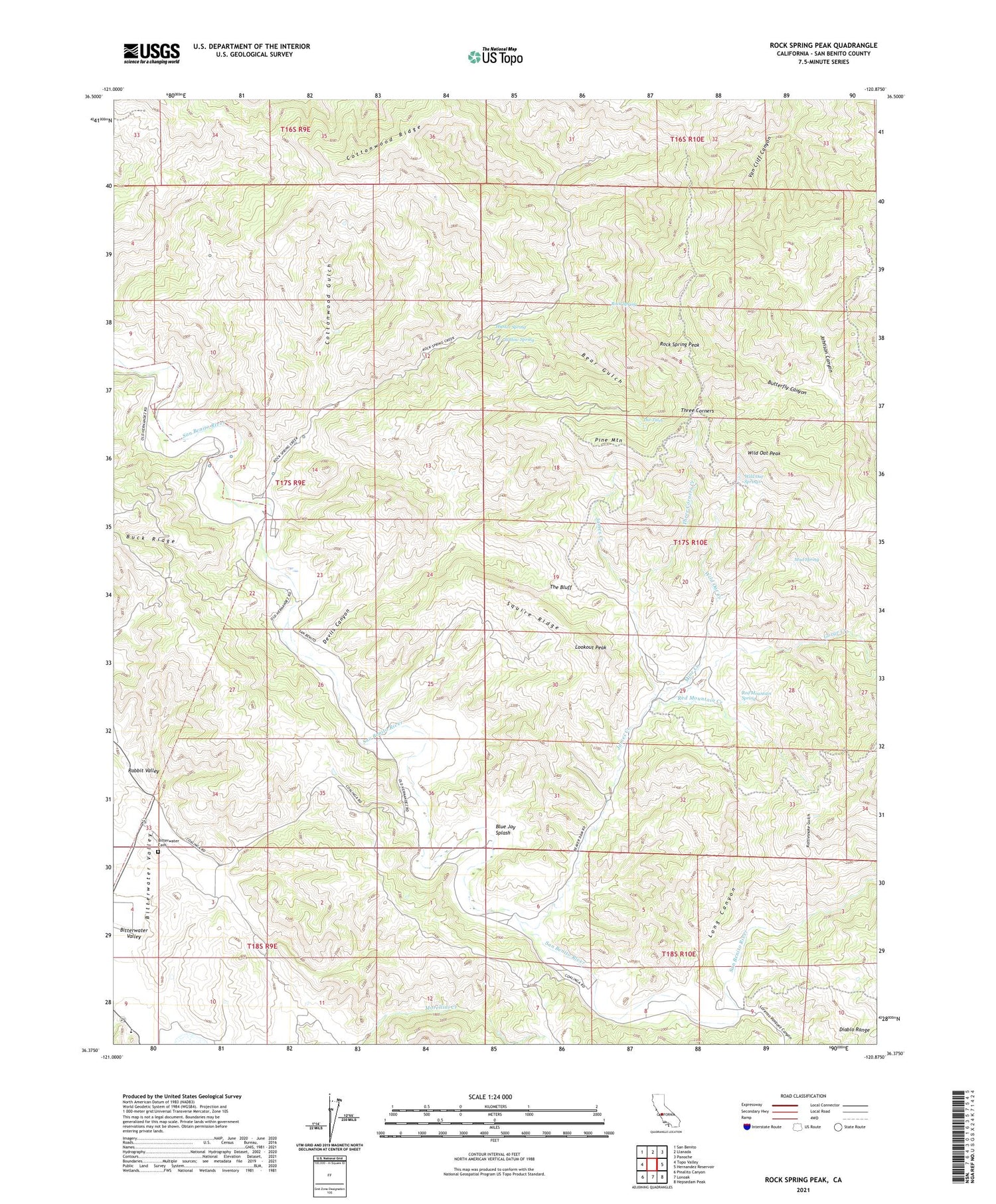 Rock Spring Peak California US Topo Map Image