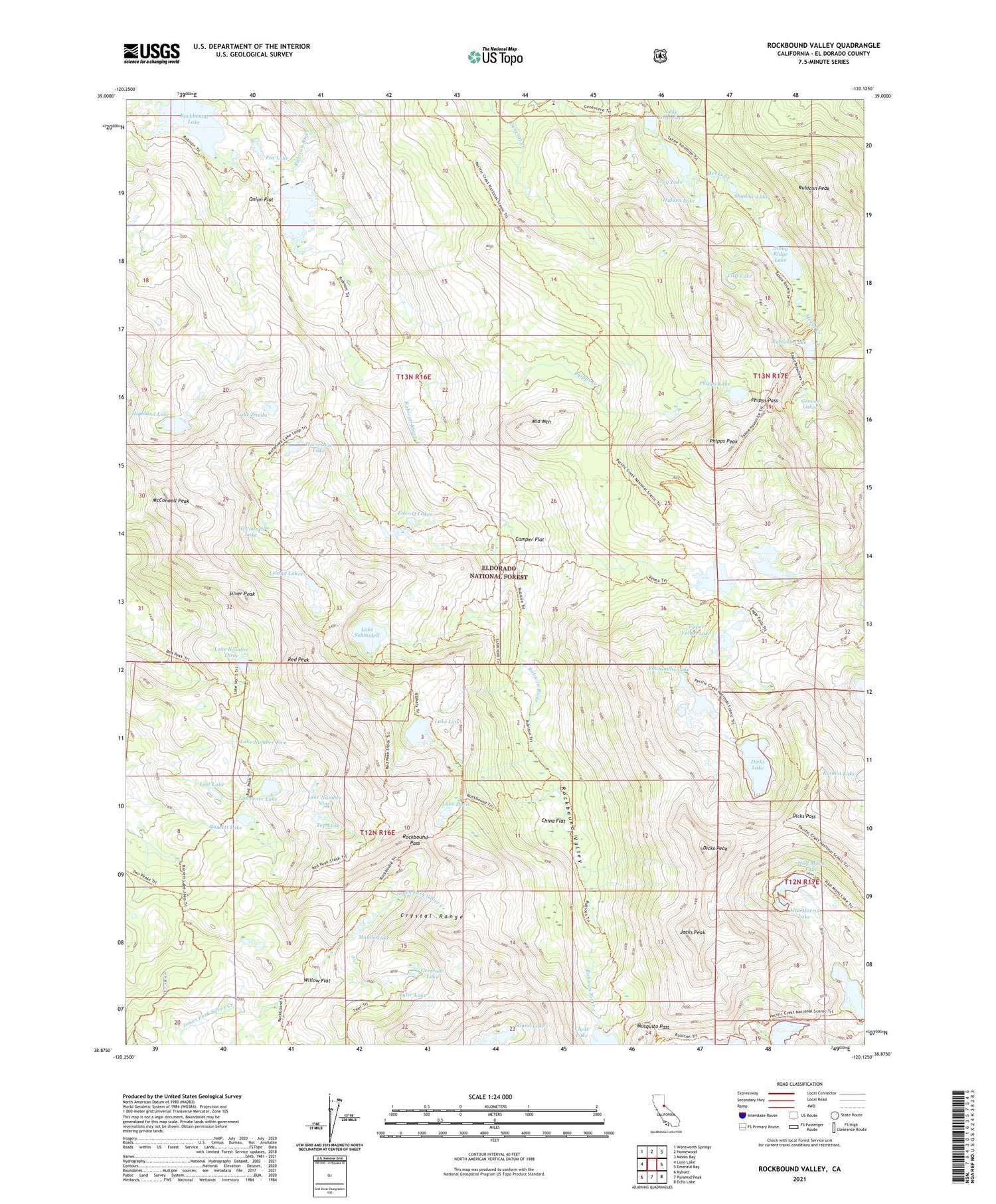 Rockbound Valley California US Topo Map Image