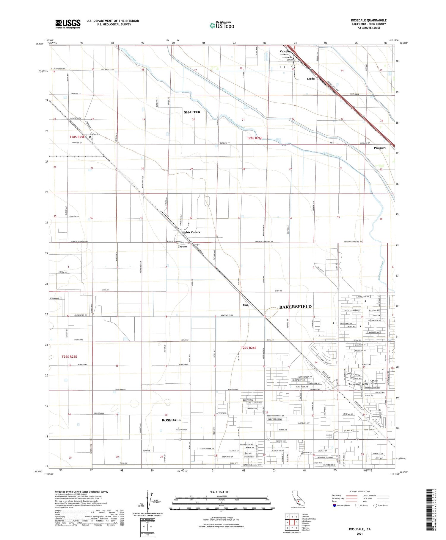 Rosedale California US Topo Map Image