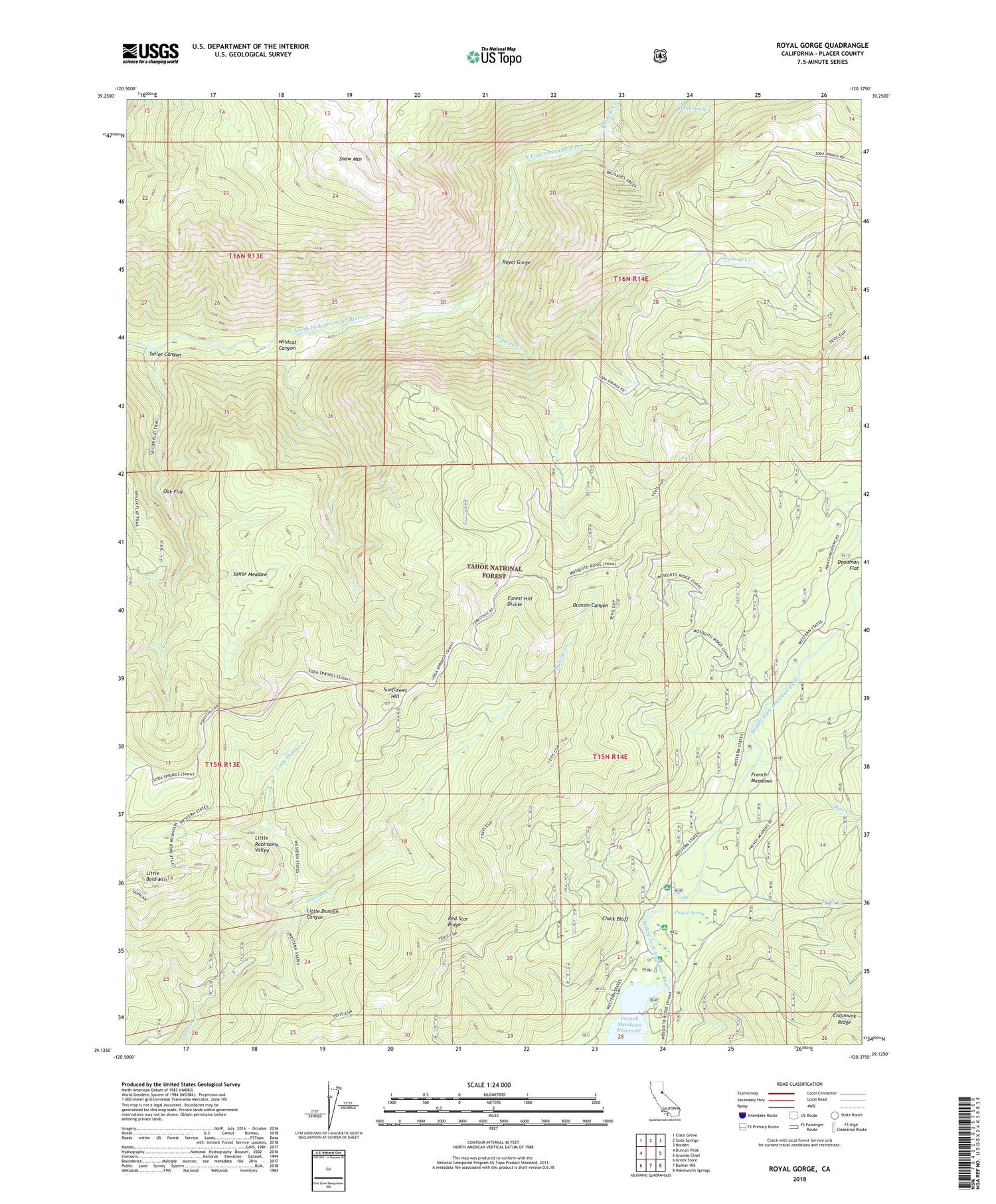 Royal Gorge California US Topo Map Image