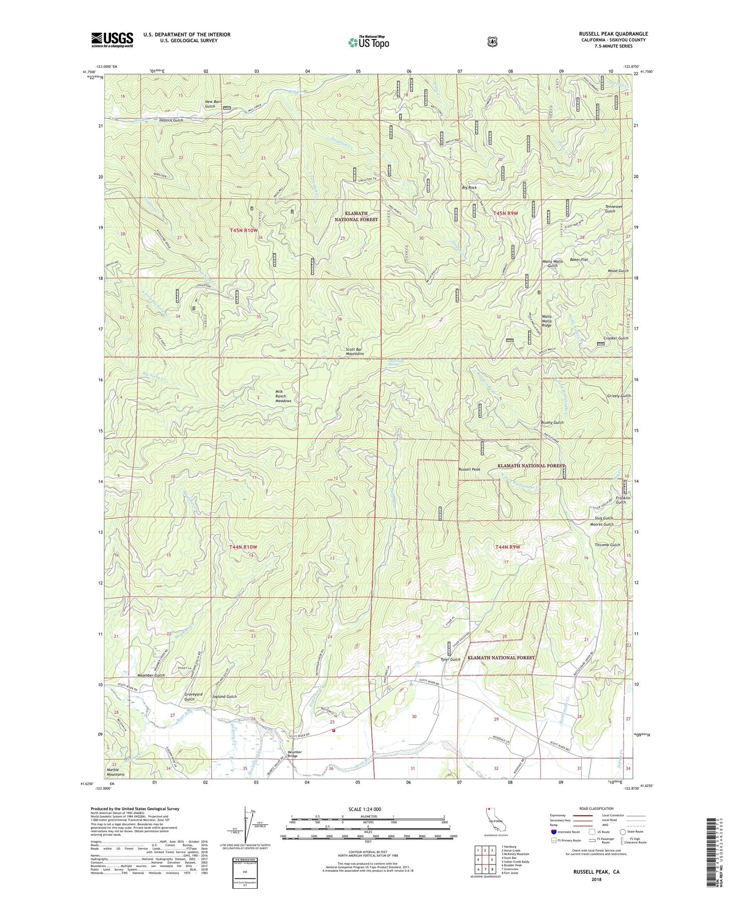 Russell Peak California US Topo Map Image