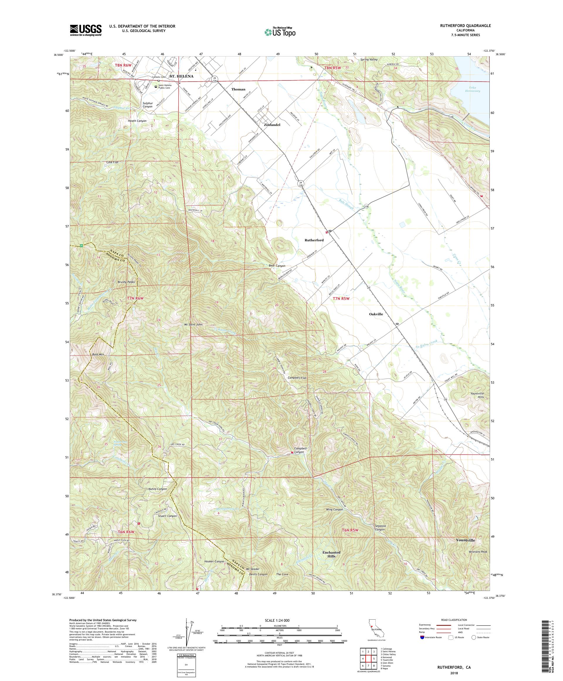 Rutherford California US Topo Map – MyTopo Map Store
