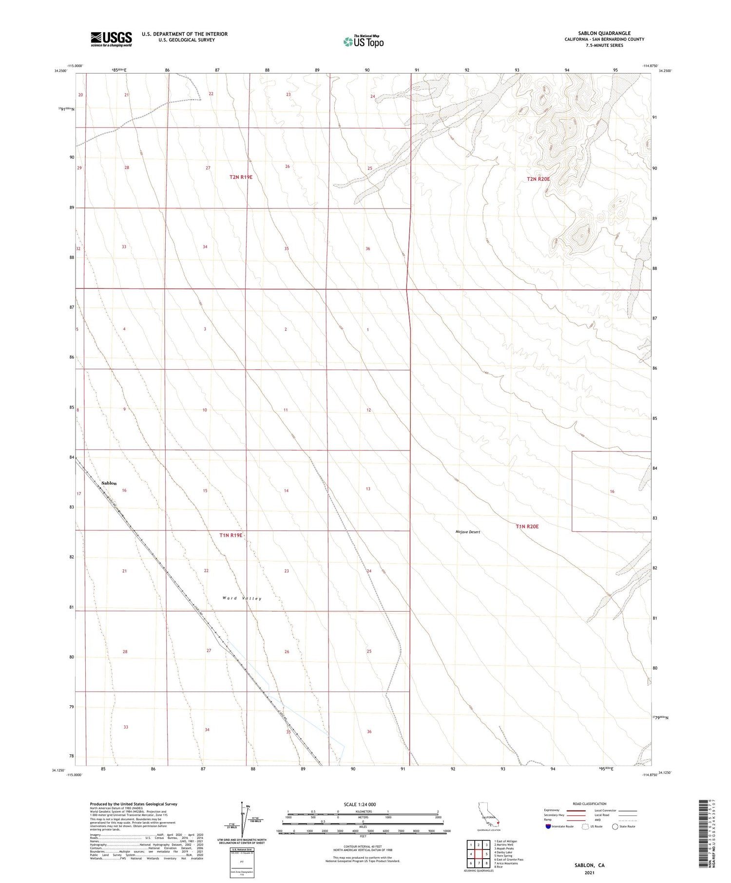 Sablon California US Topo Map Image