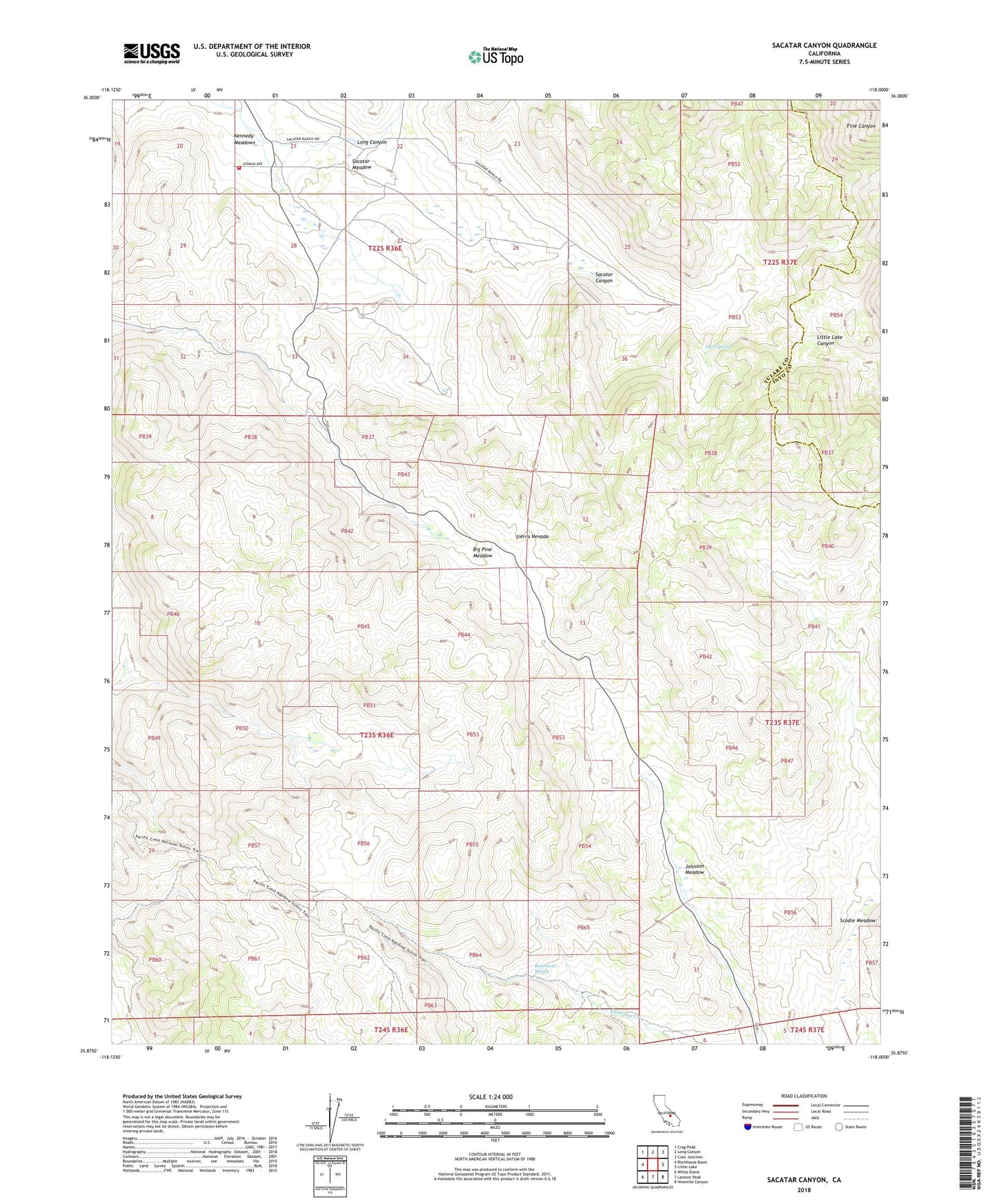 Sacatar Canyon California US Topo Map Image
