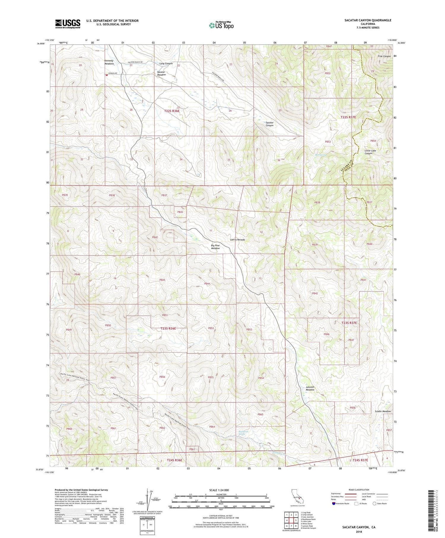 Sacatar Canyon California US Topo Map Image