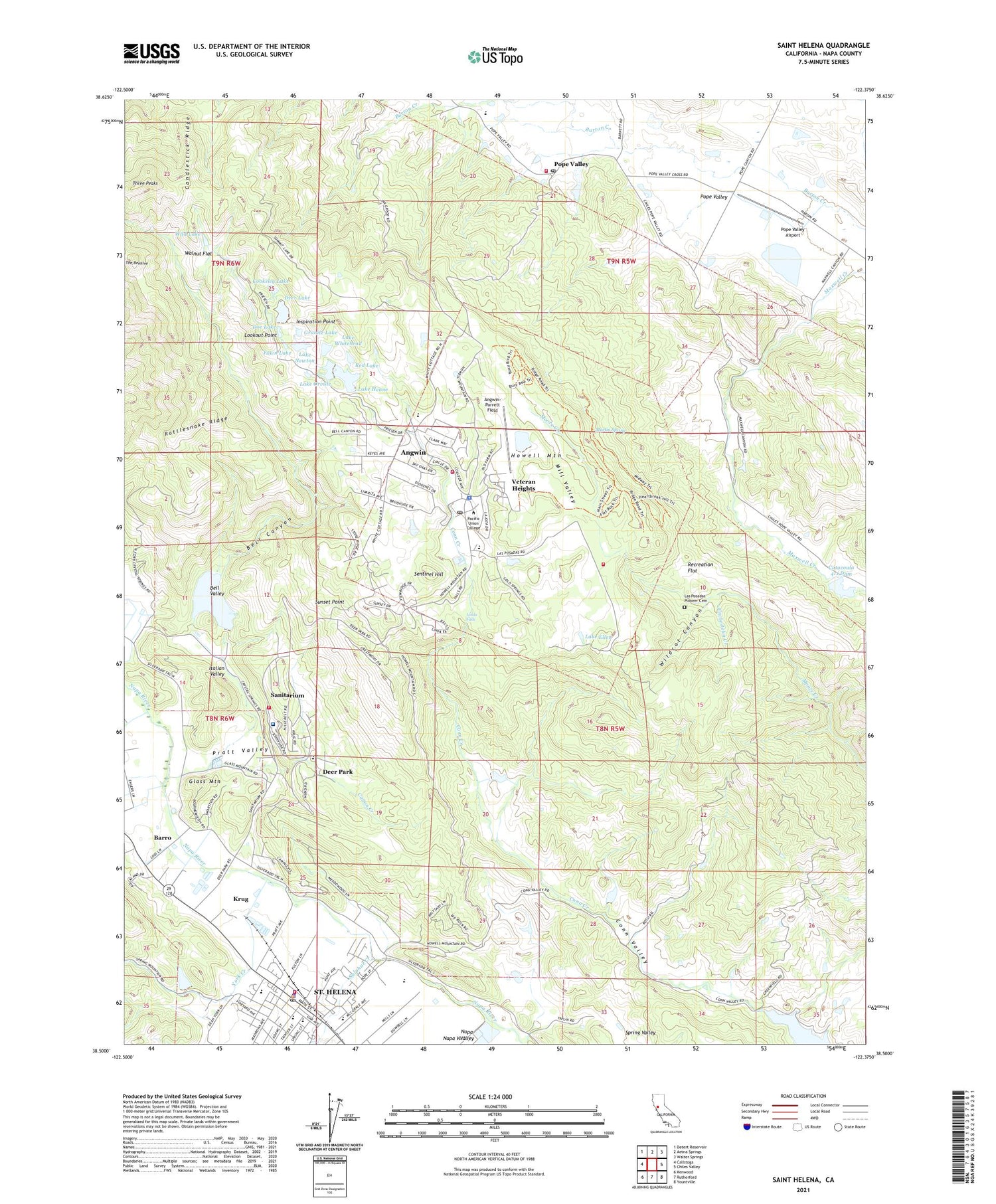 Saint Helena California US Topo Map Image