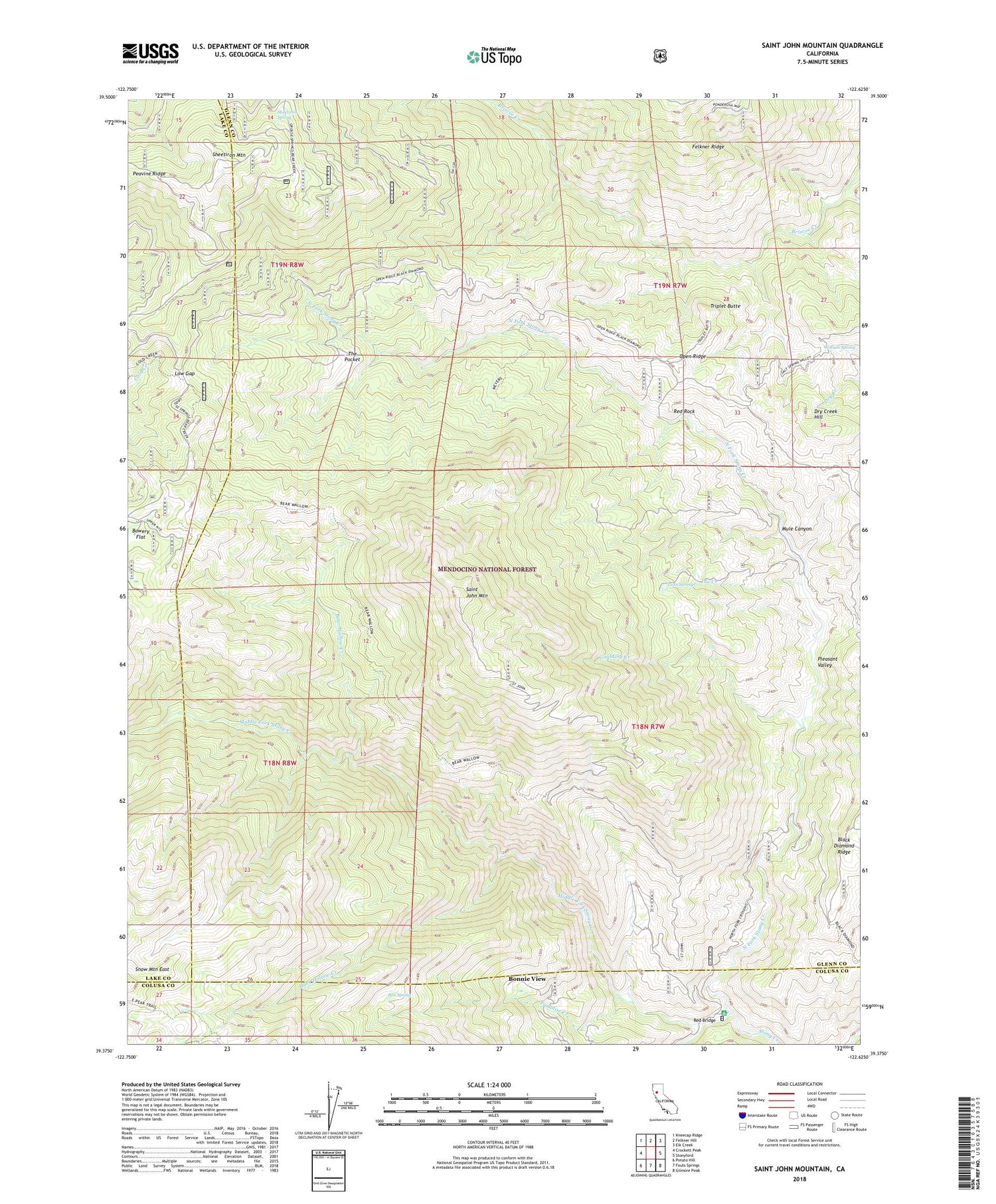 Saint John Mountain California US Topo Map Image