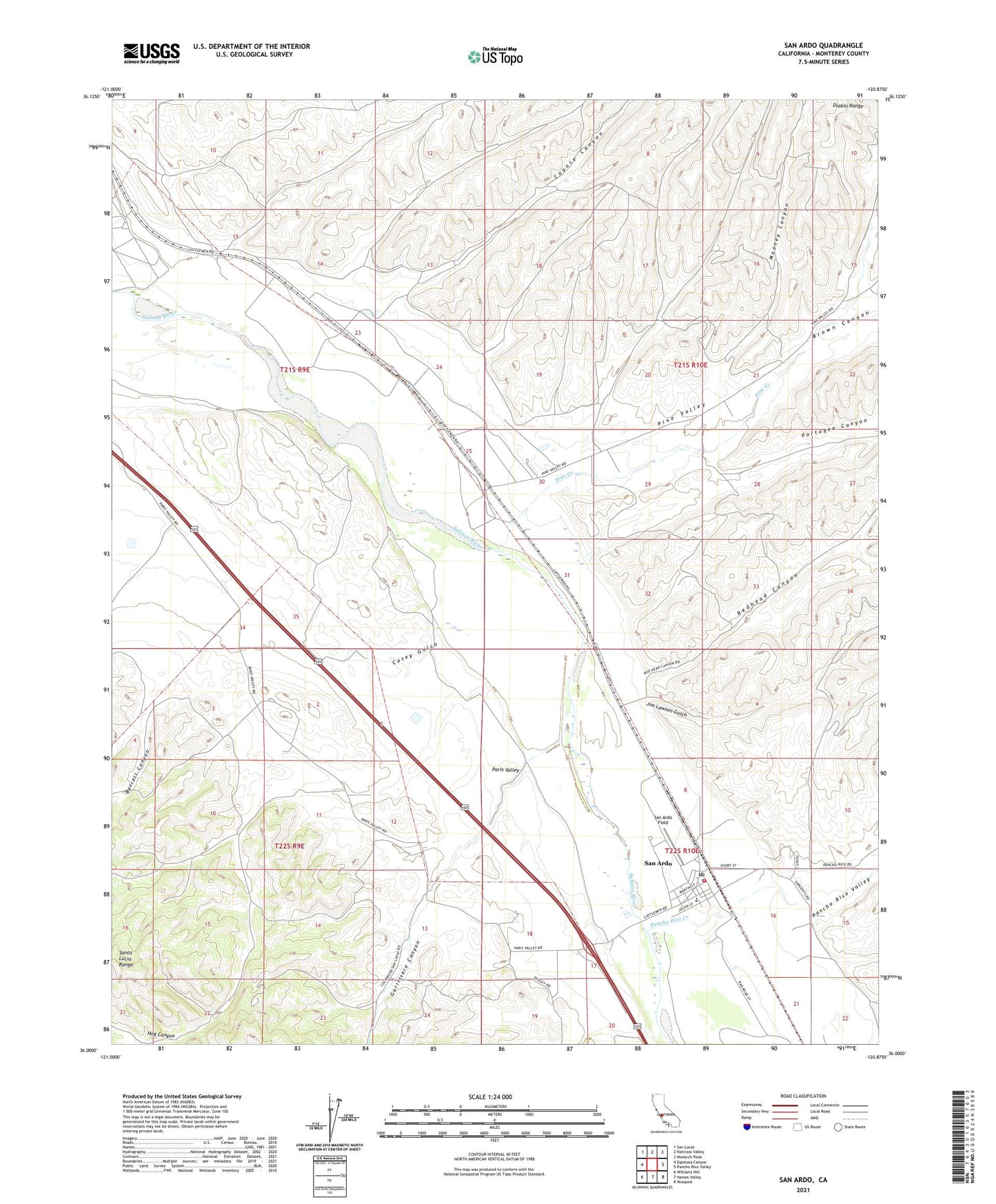 San Ardo California US Topo Map Image