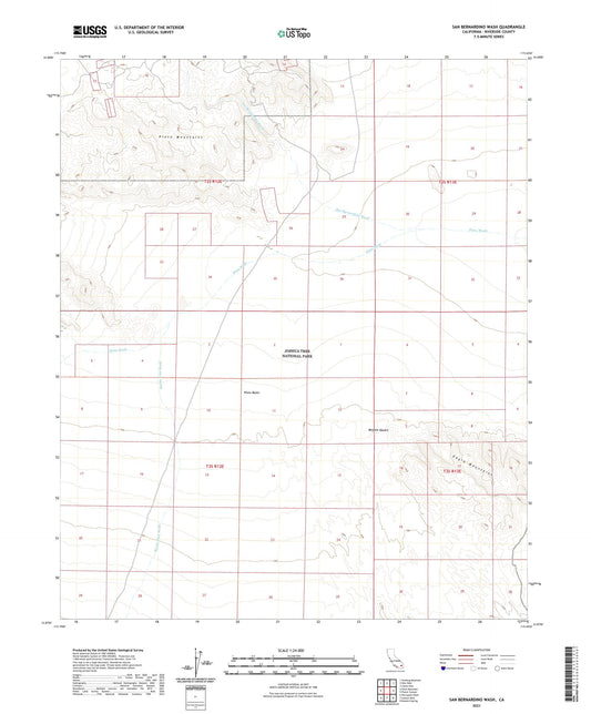 San Bernardino Wash California US Topo Map Image