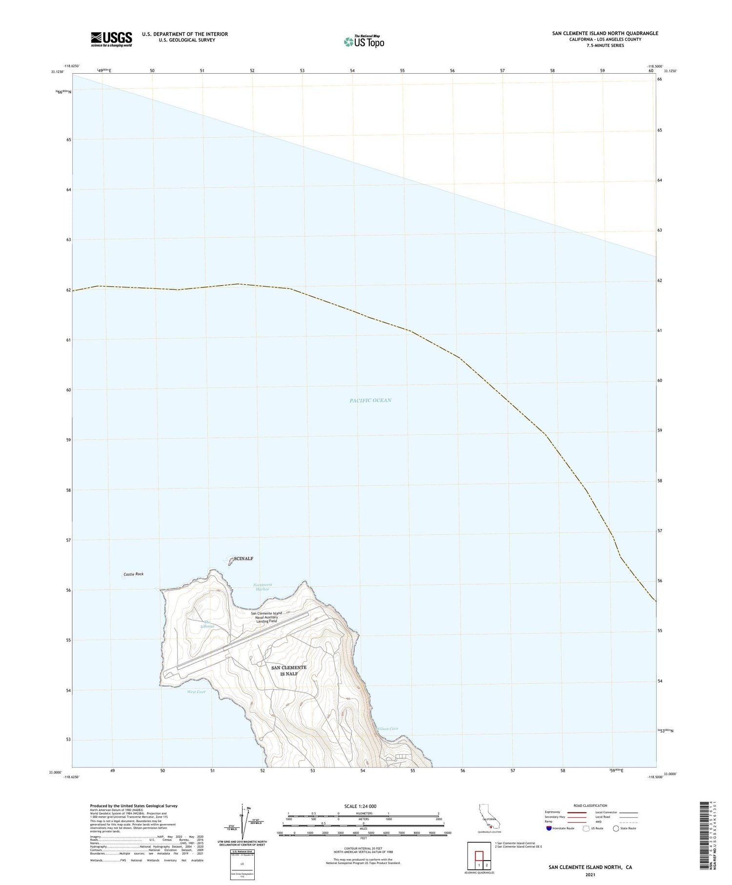 San Clemente Island North California US Topo Map Image