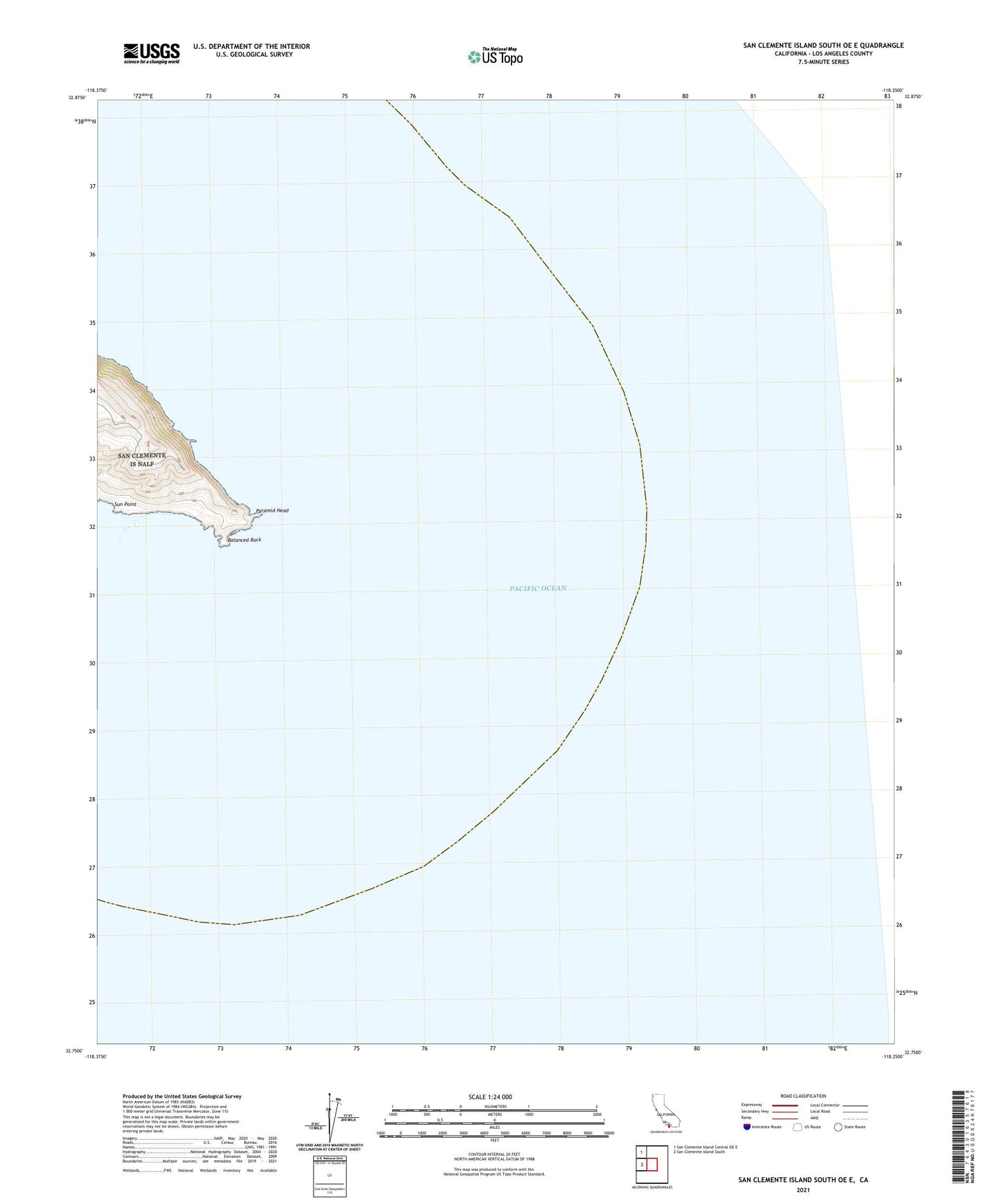 San Clemente Island South OE E California US Topo Map Image