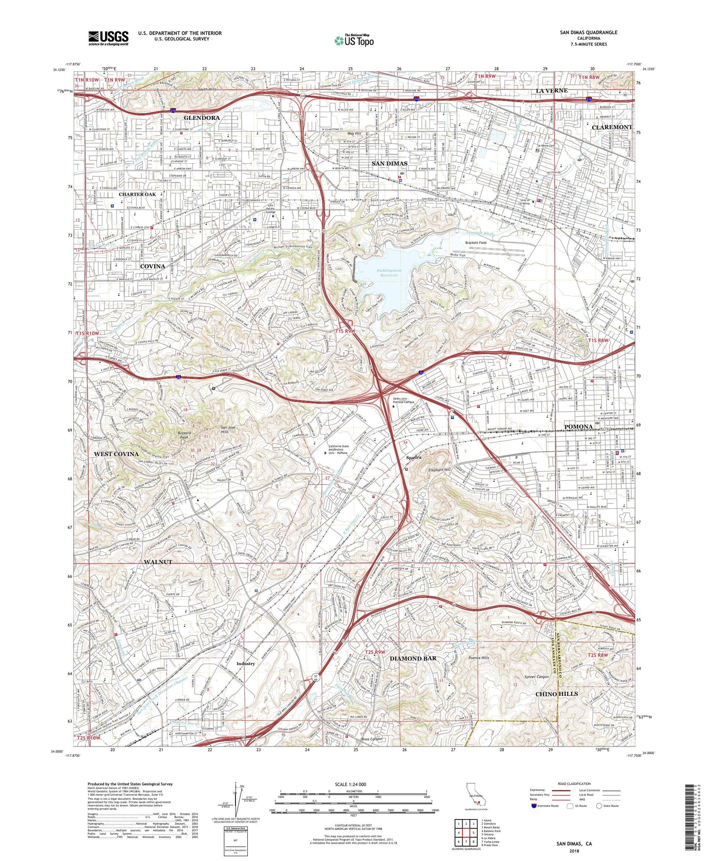 San Dimas California US Topo Map Image