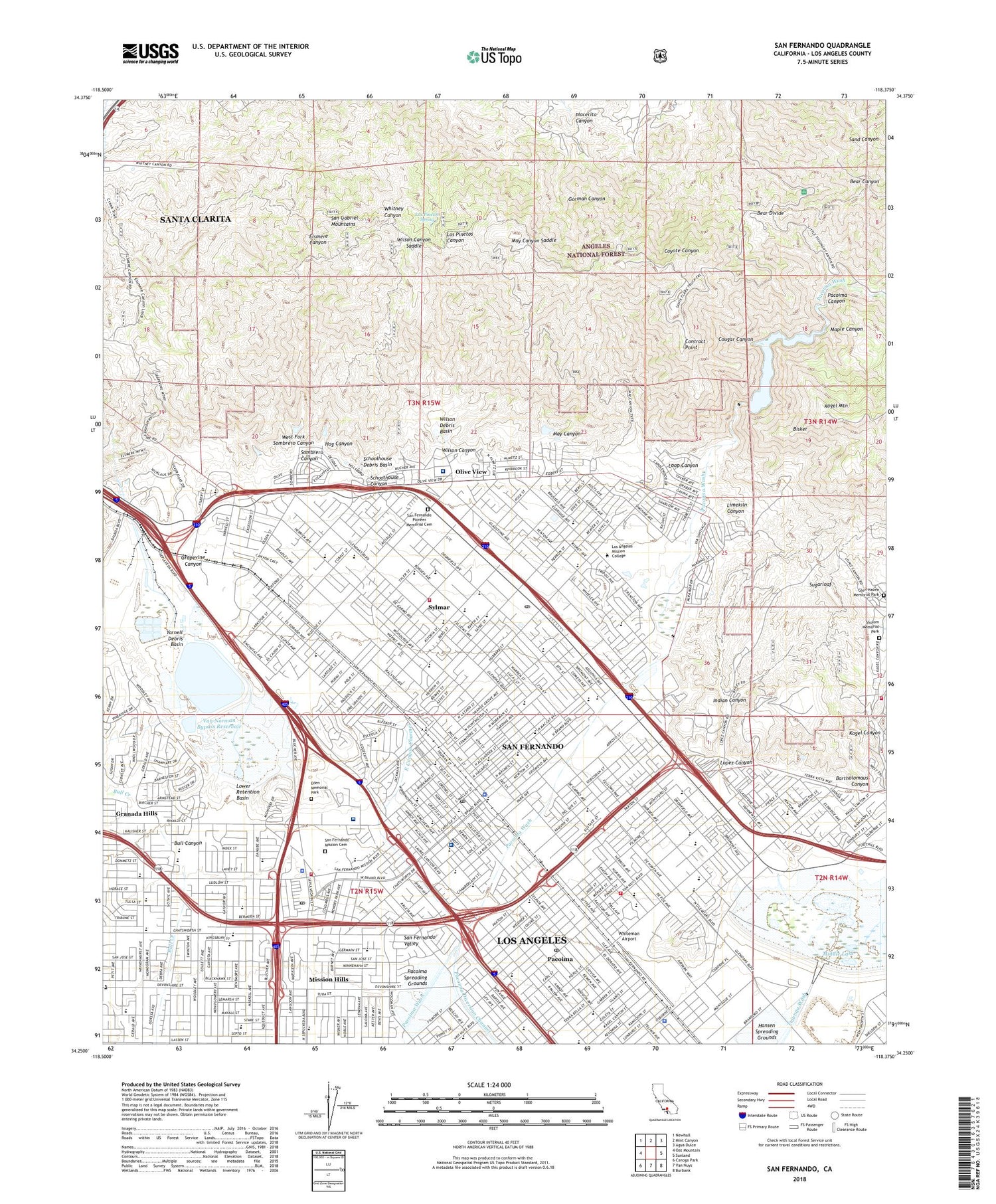 San Fernando California US Topo Map Image