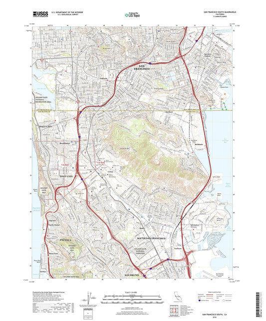 San Francisco South California US Topo Map Image
