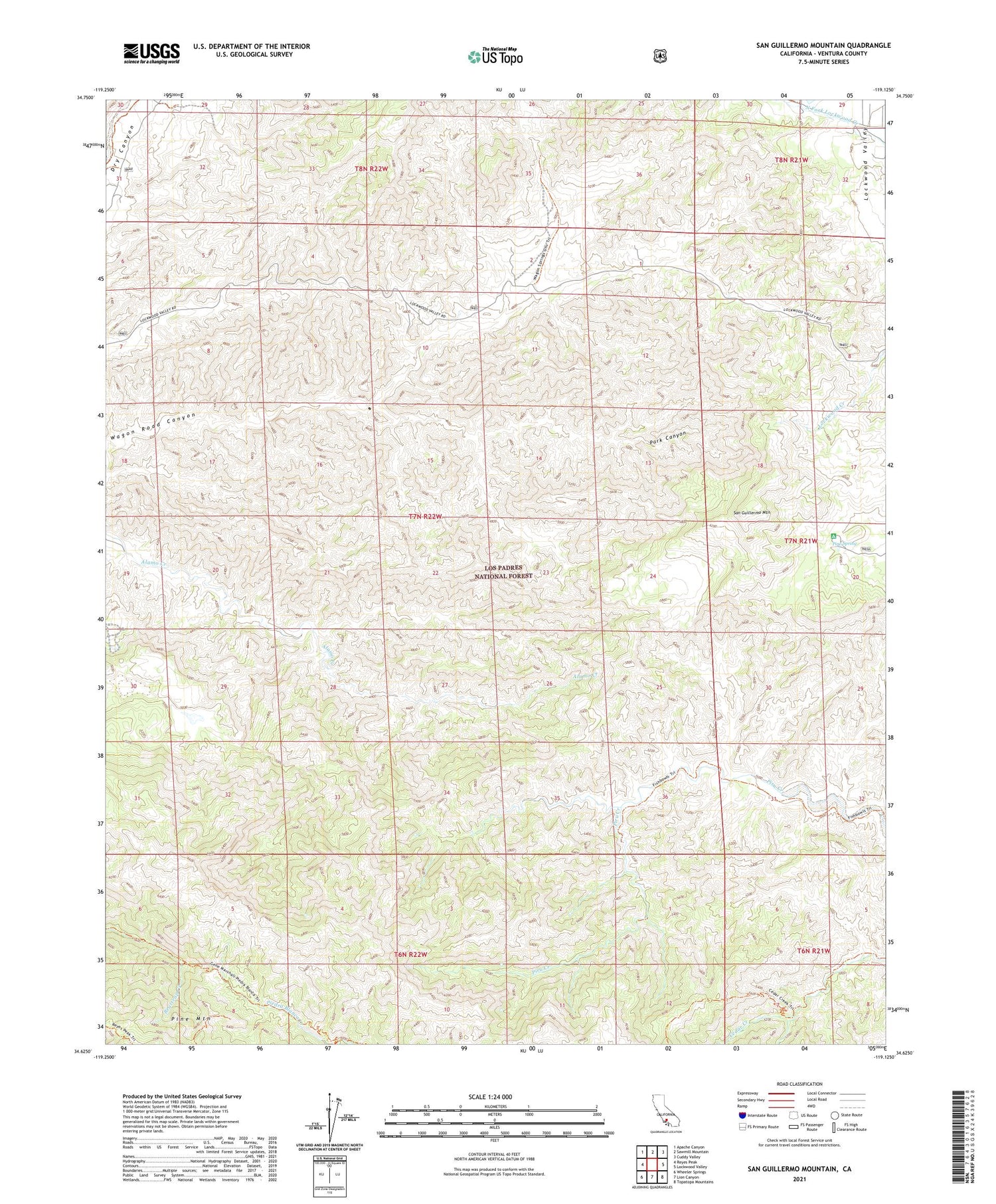 San Guillermo Mountain California US Topo Map Image