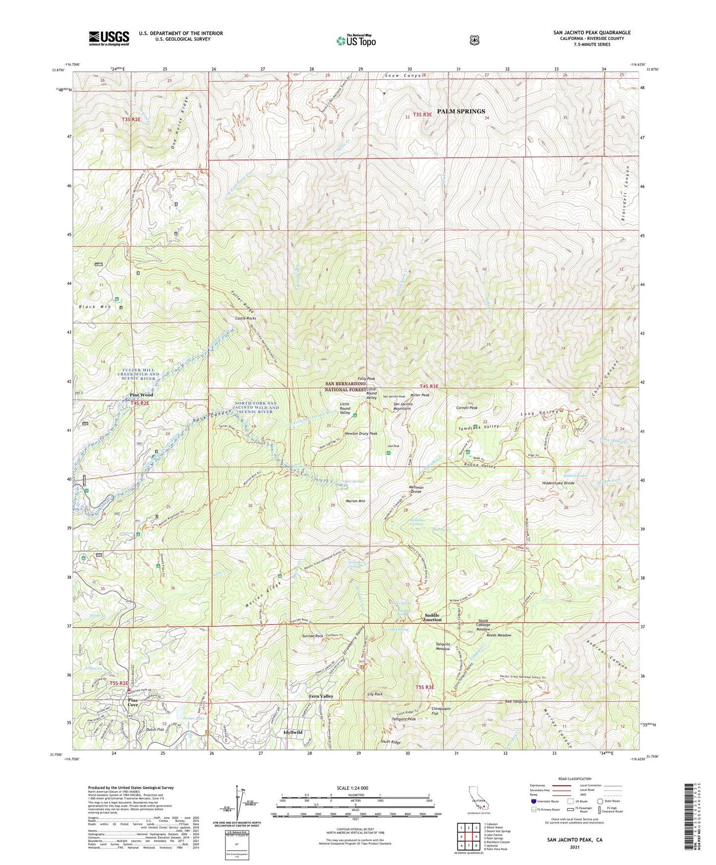 San Jacinto Peak California US Topo Map Image