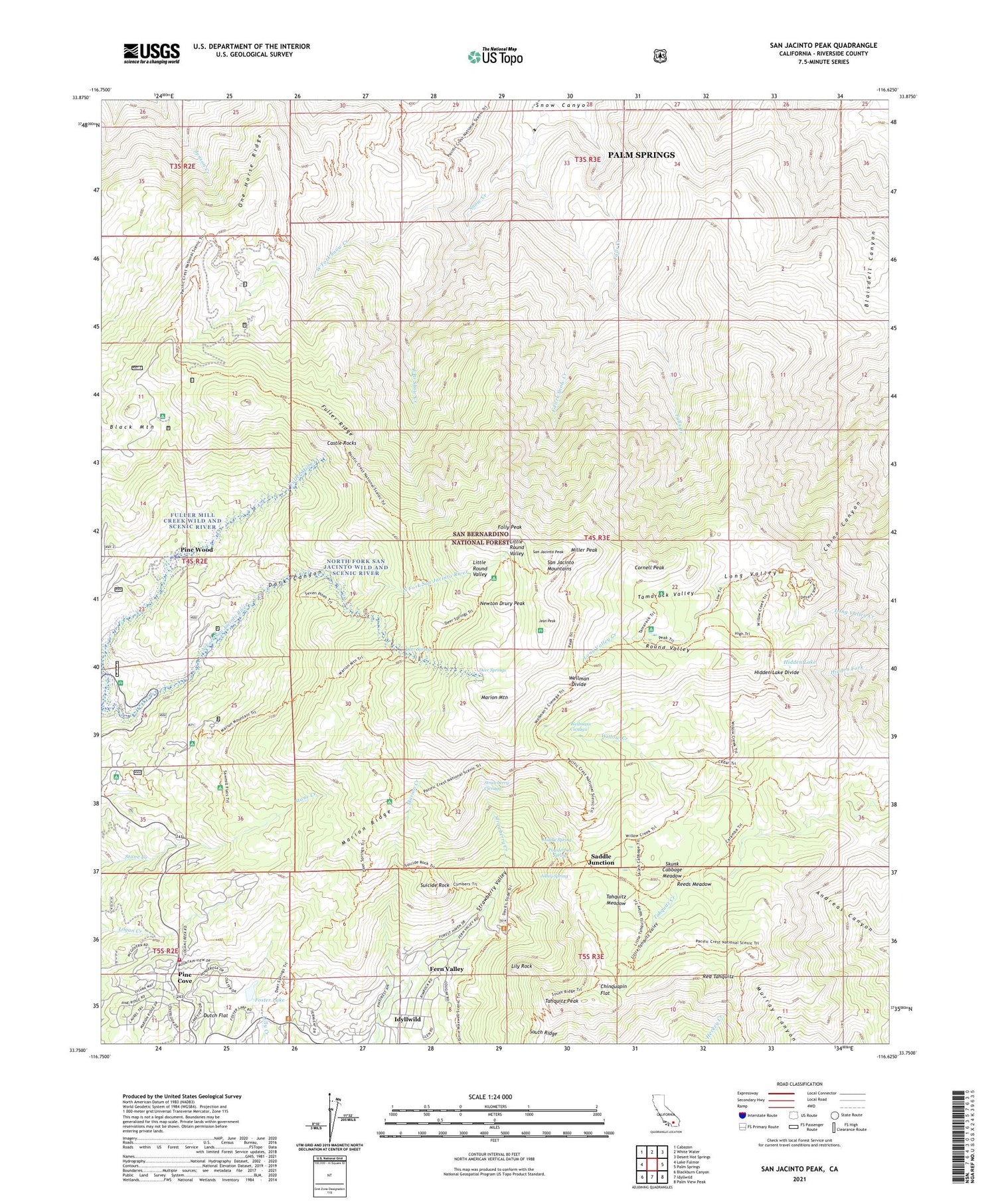 San Jacinto Peak California US Topo Map Image