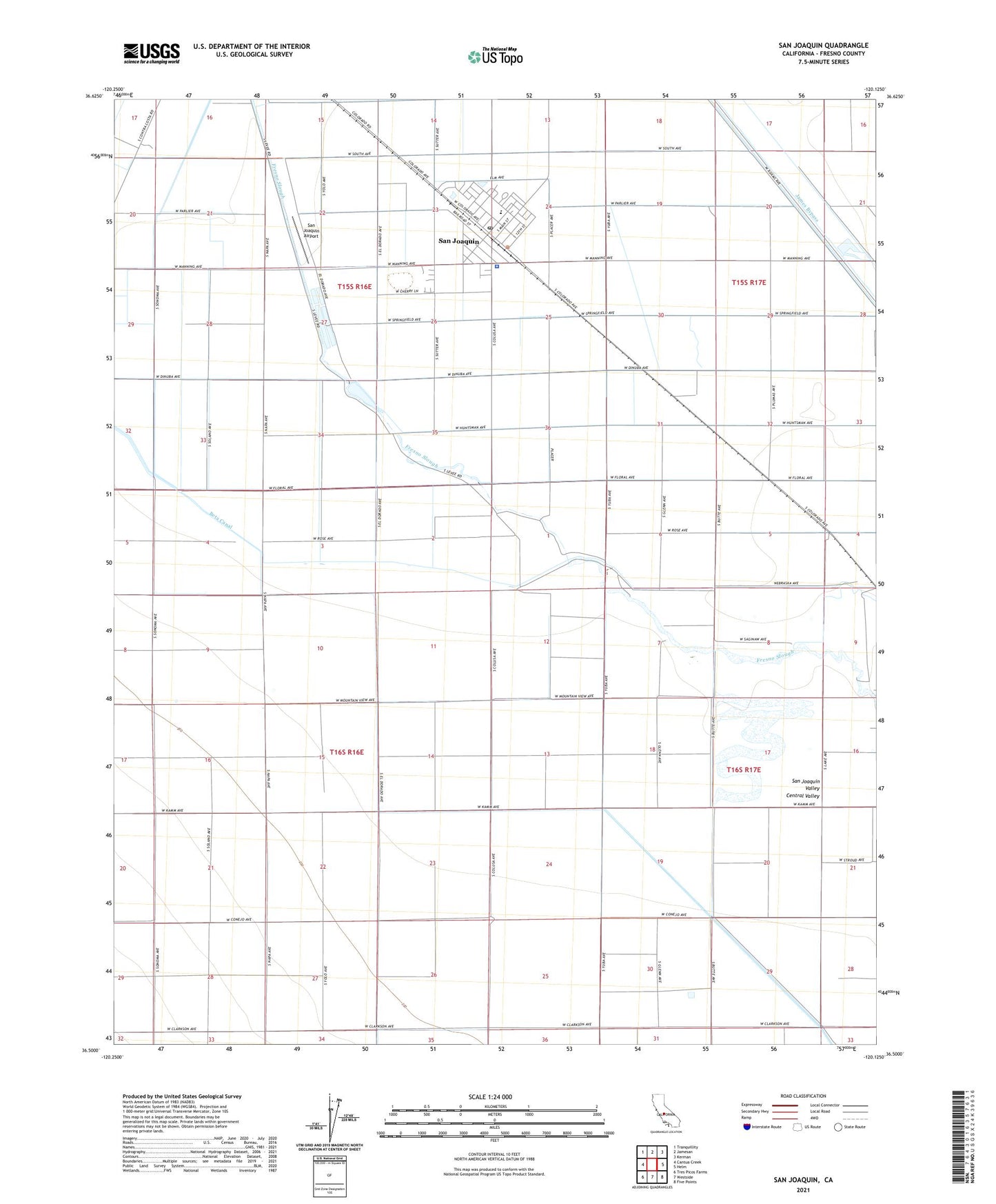 San Joaquin California US Topo Map Image