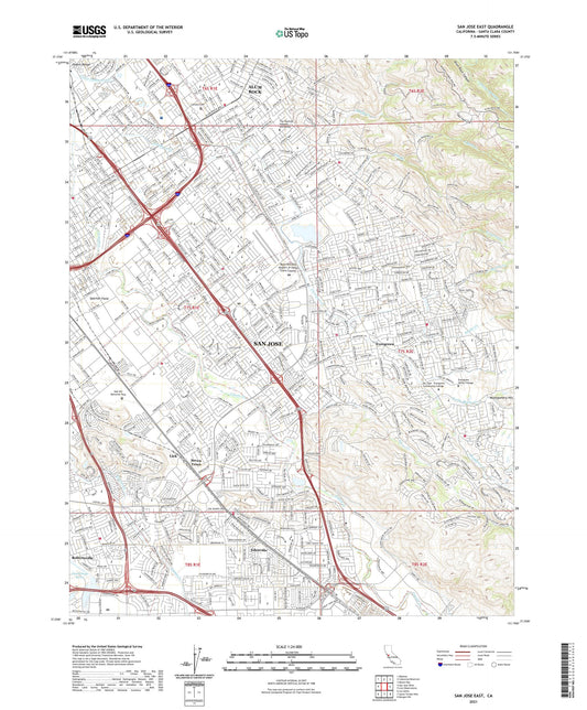 San Jose East California US Topo Map Image