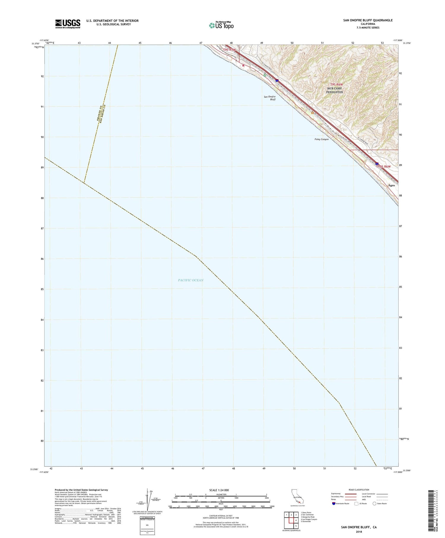 San Onofre Bluff California US Topo Map Image