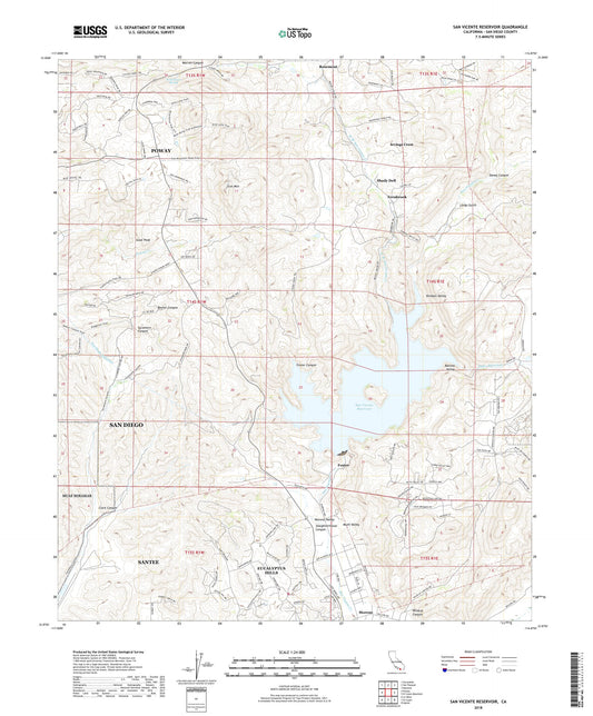 San Vicente Reservoir California US Topo Map Image