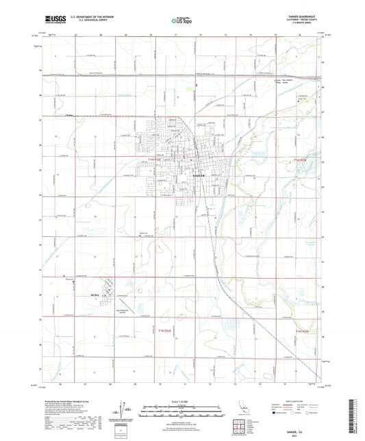 Sanger California US Topo Map Image