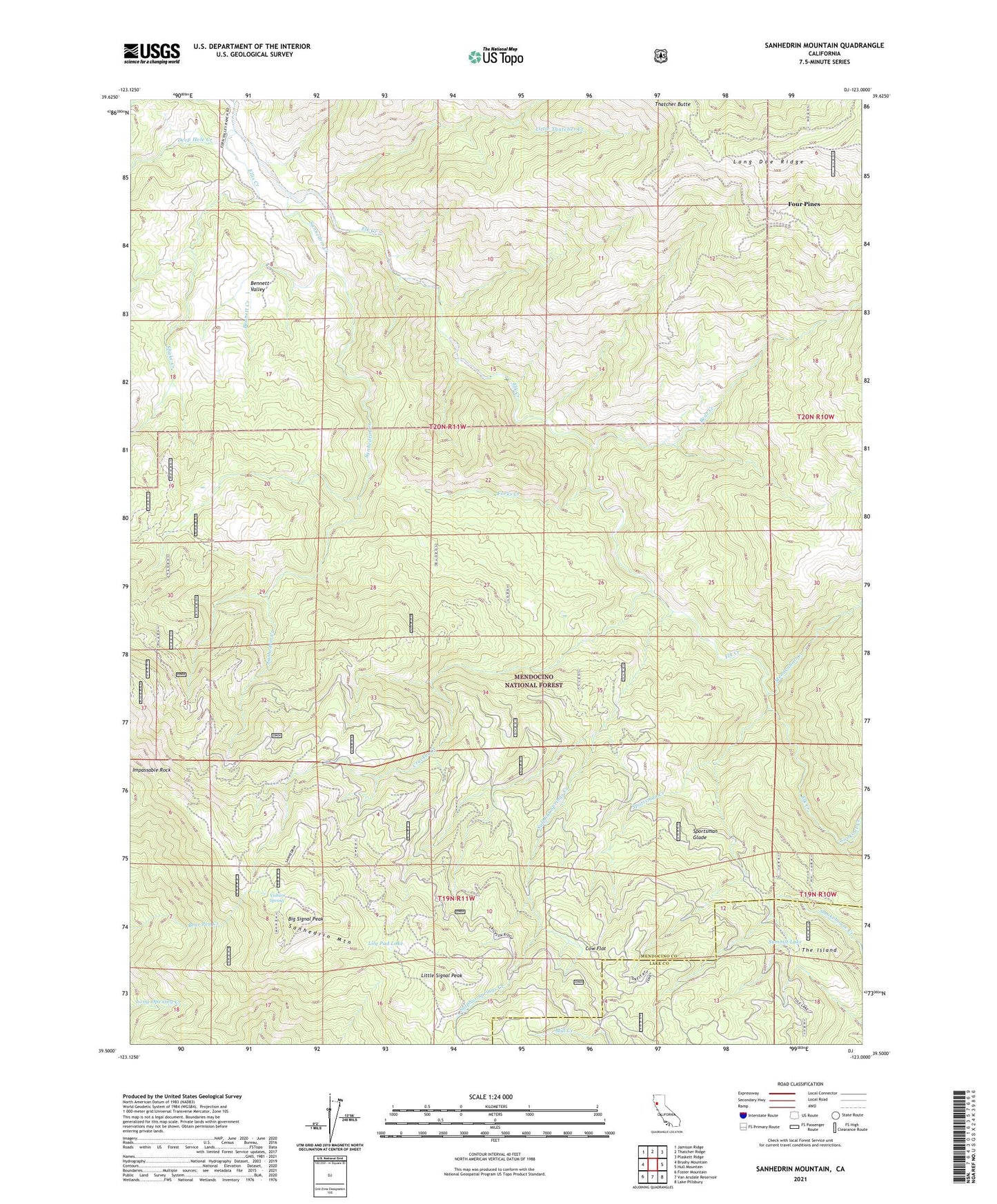 Sanhedrin Mountain California US Topo Map Image