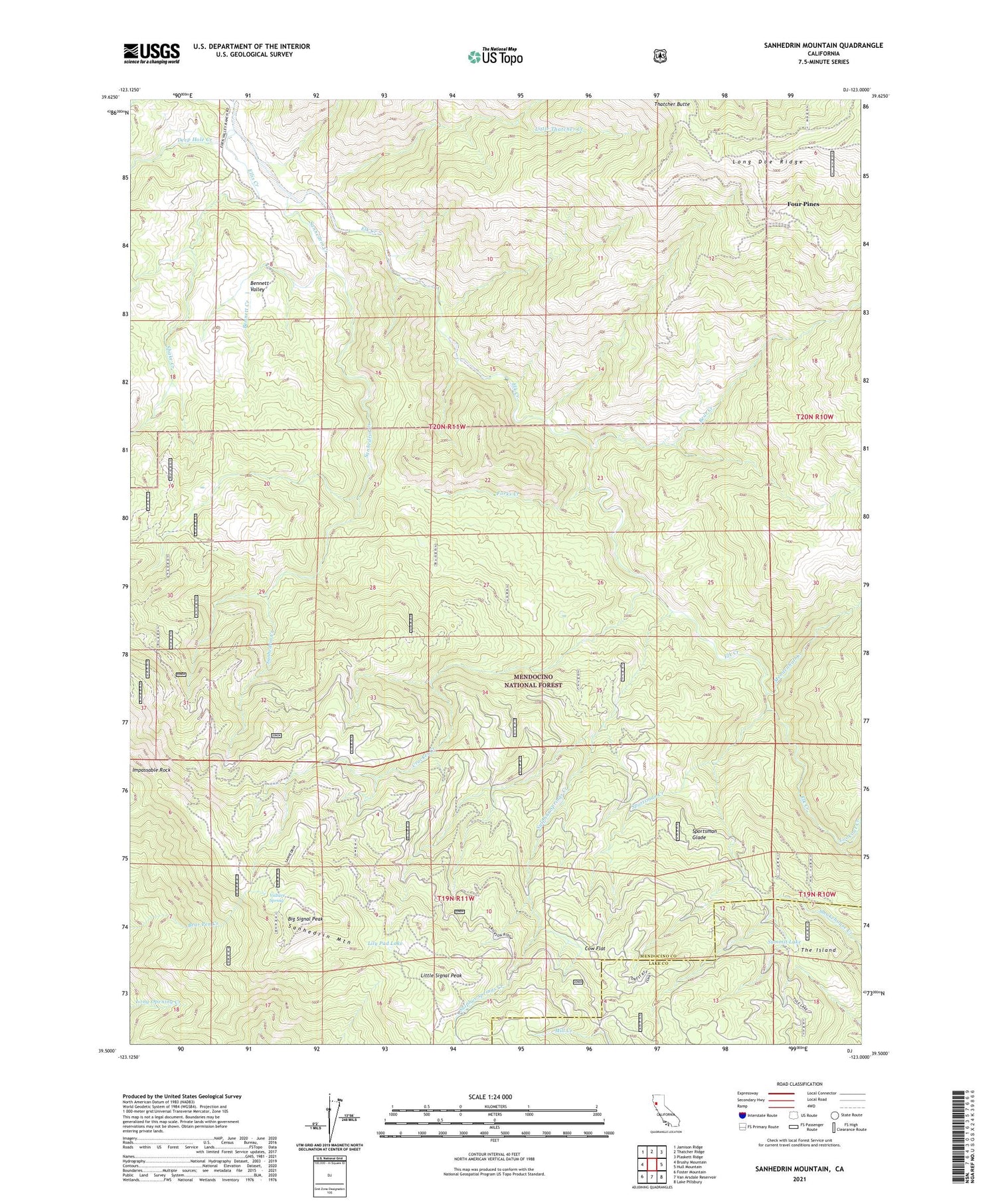 Sanhedrin Mountain California US Topo Map Image