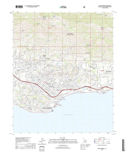 Santa Barbara California US Topo Map Image