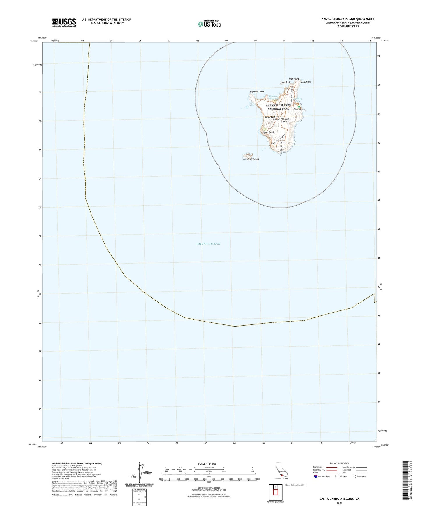 Santa Barbara Island California US Topo Map Image