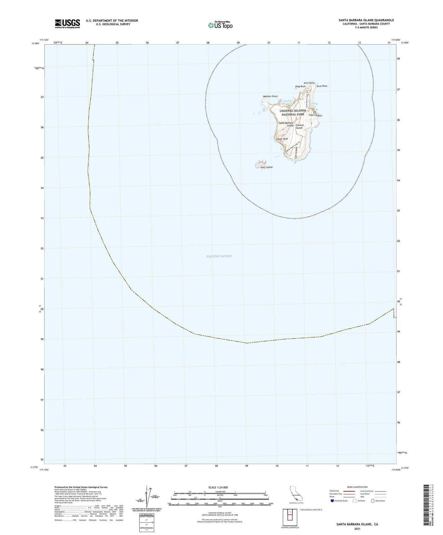 Santa Barbara Island California US Topo Map Image