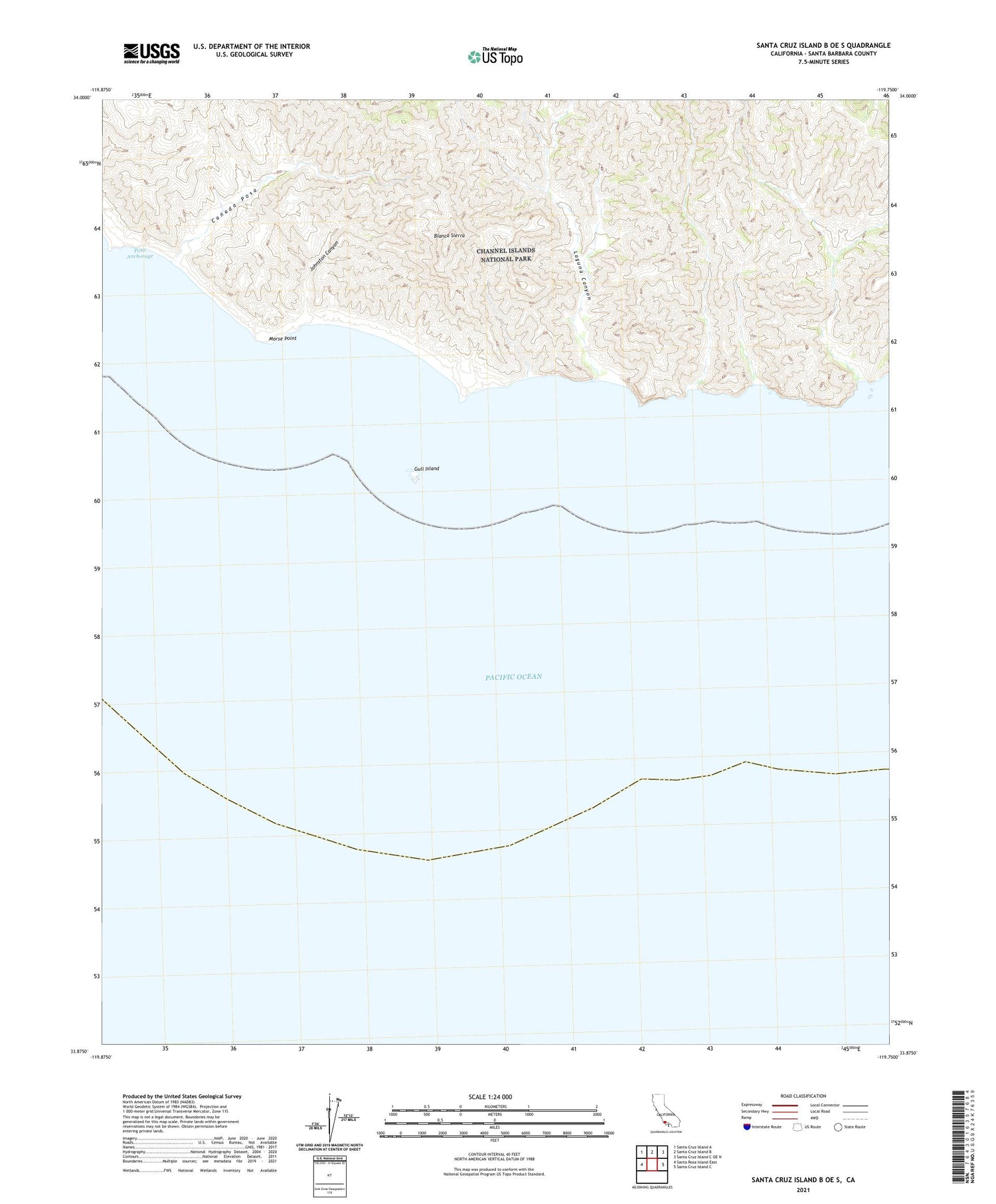 Santa Cruz Island B OE S California US Topo Map Image