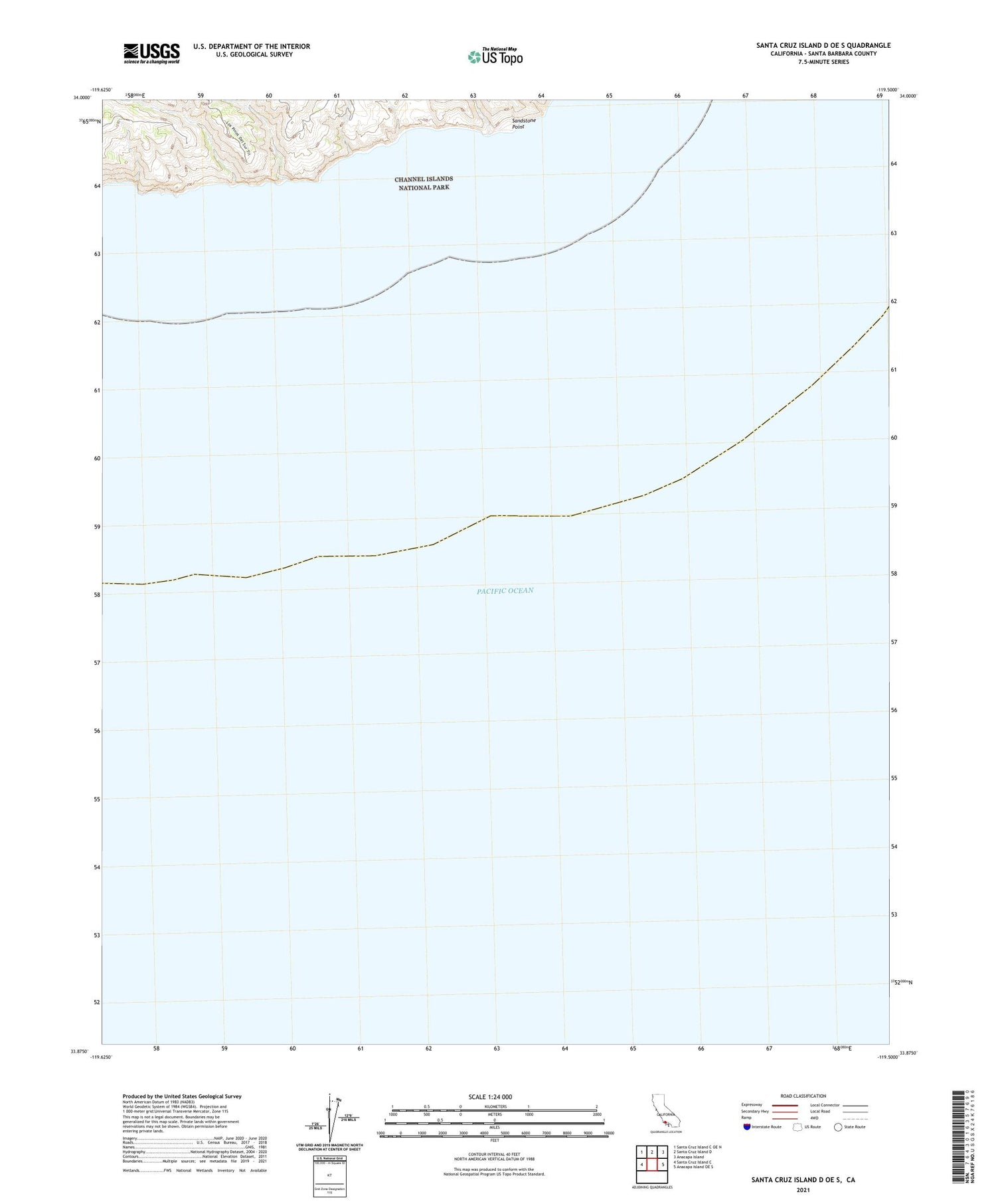 Santa Cruz Island D OE S California US Topo Map Image