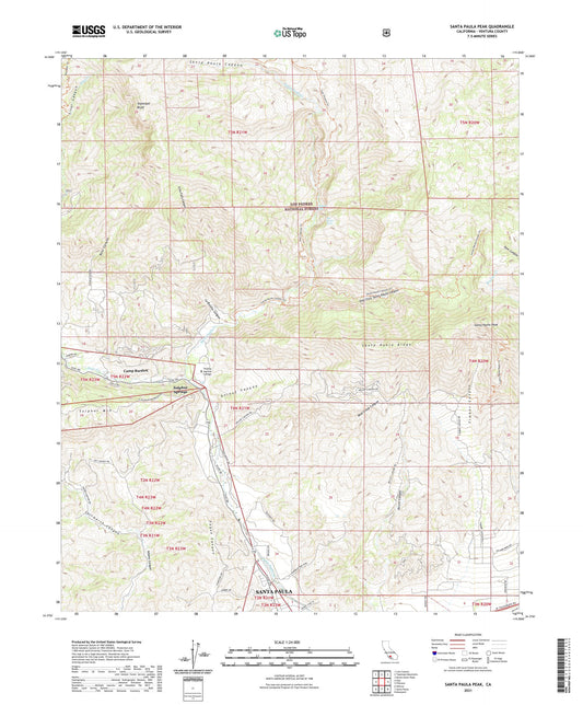 Santa Paula Peak California US Topo Map Image