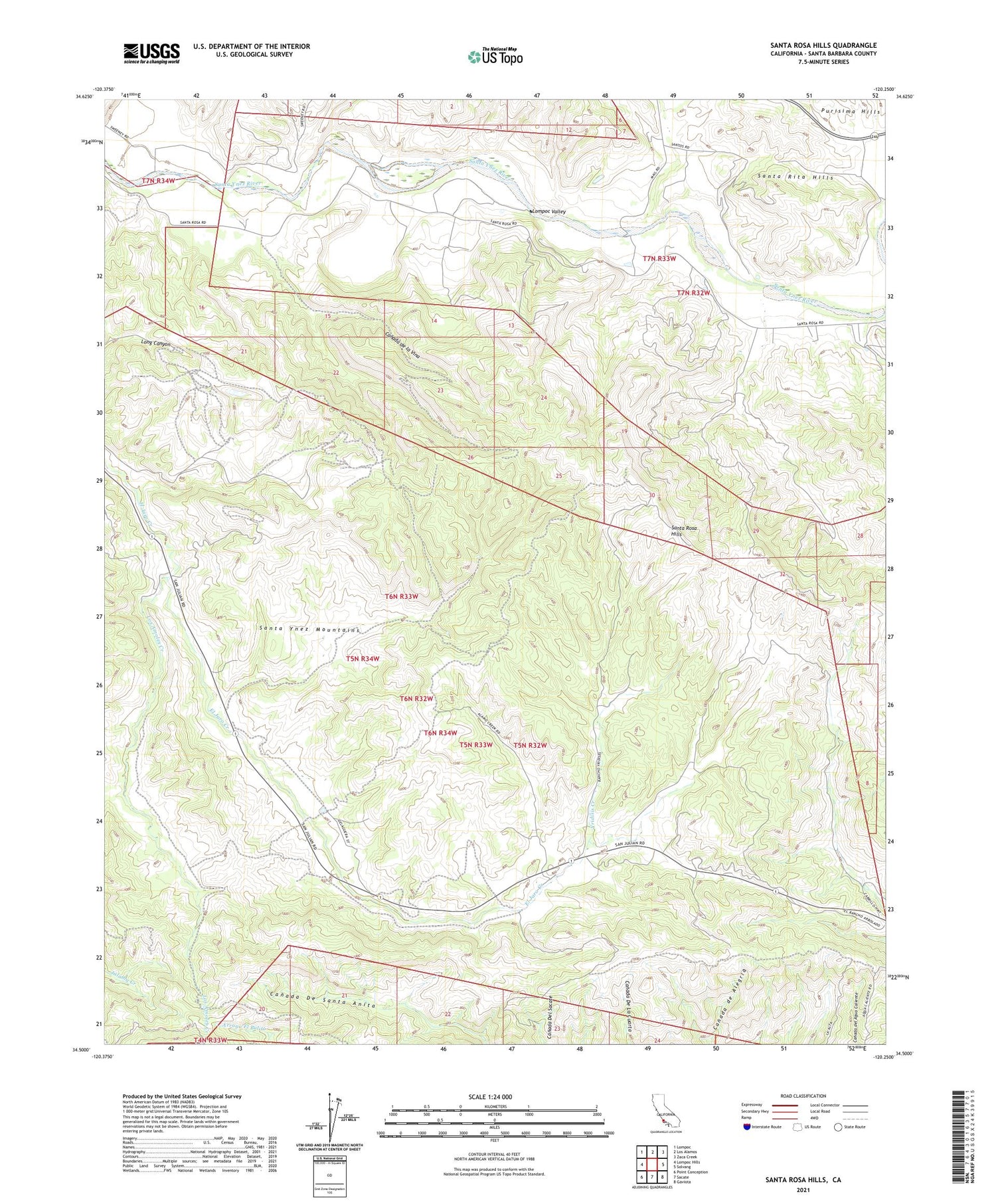 Santa Rosa Hills California US Topo Map Image