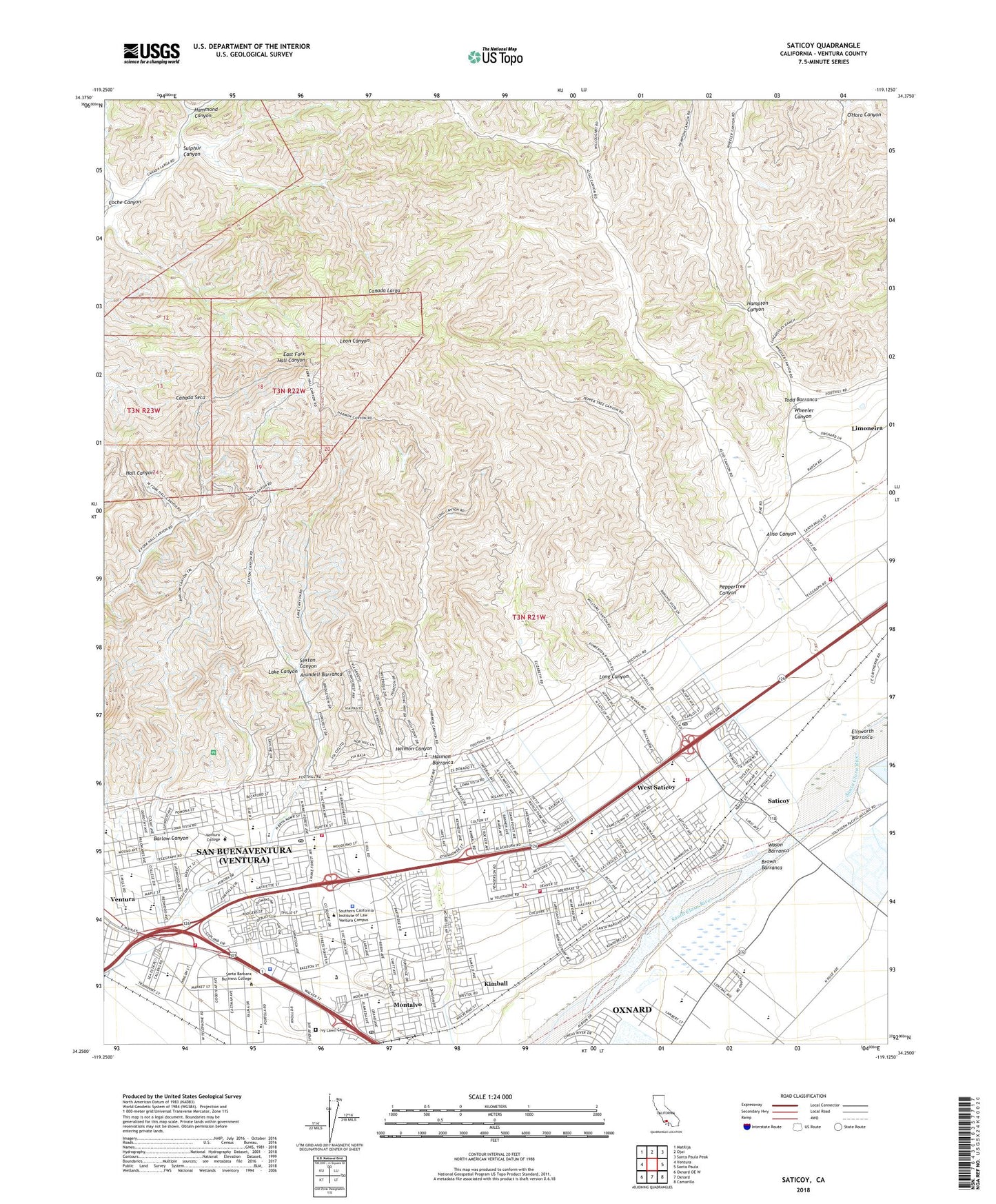 Saticoy California US Topo Map Image