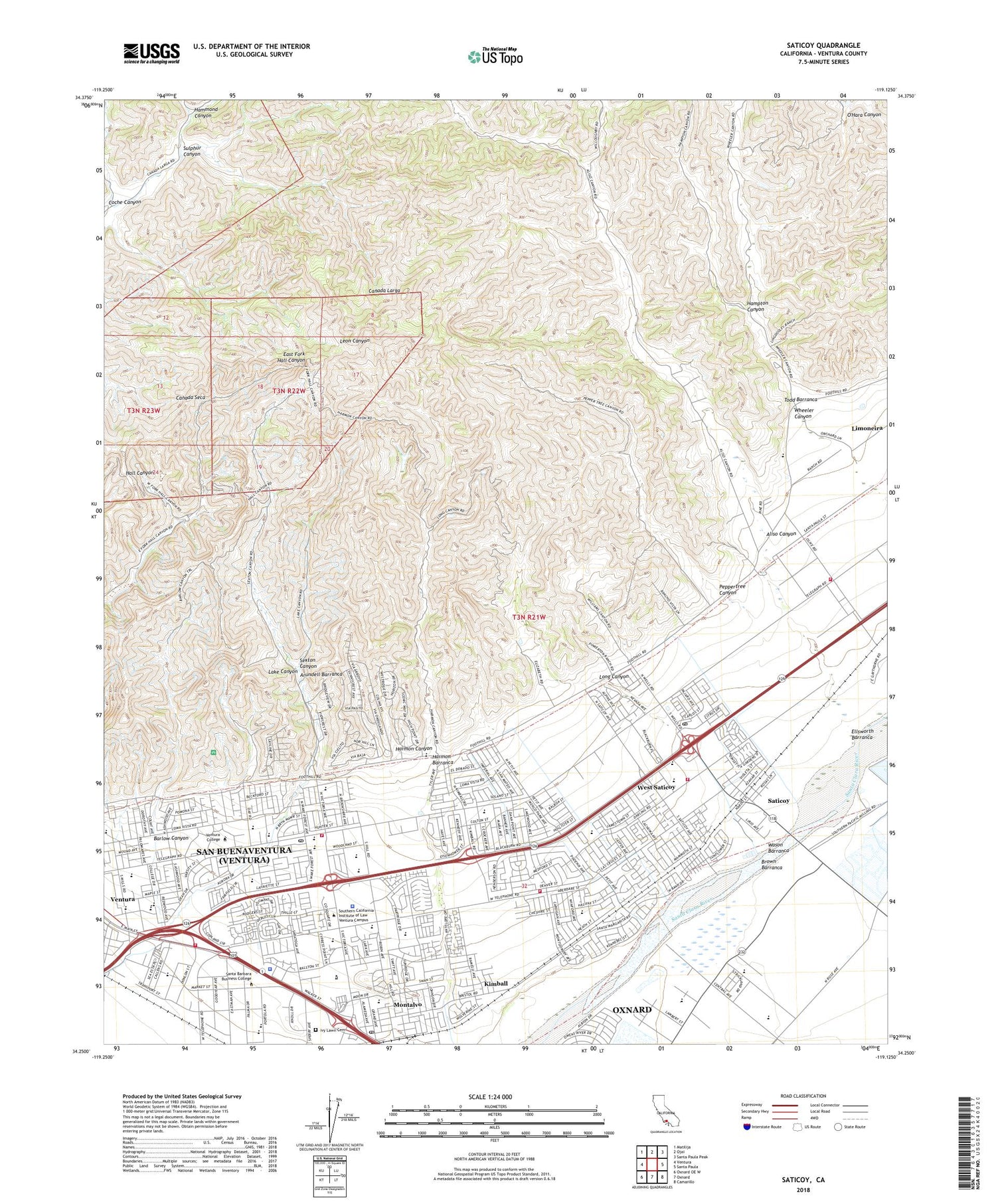 Saticoy California US Topo Map Image