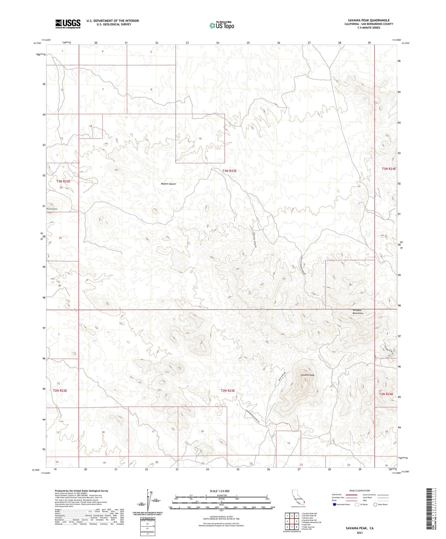 Savahia Peak California US Topo Map Image