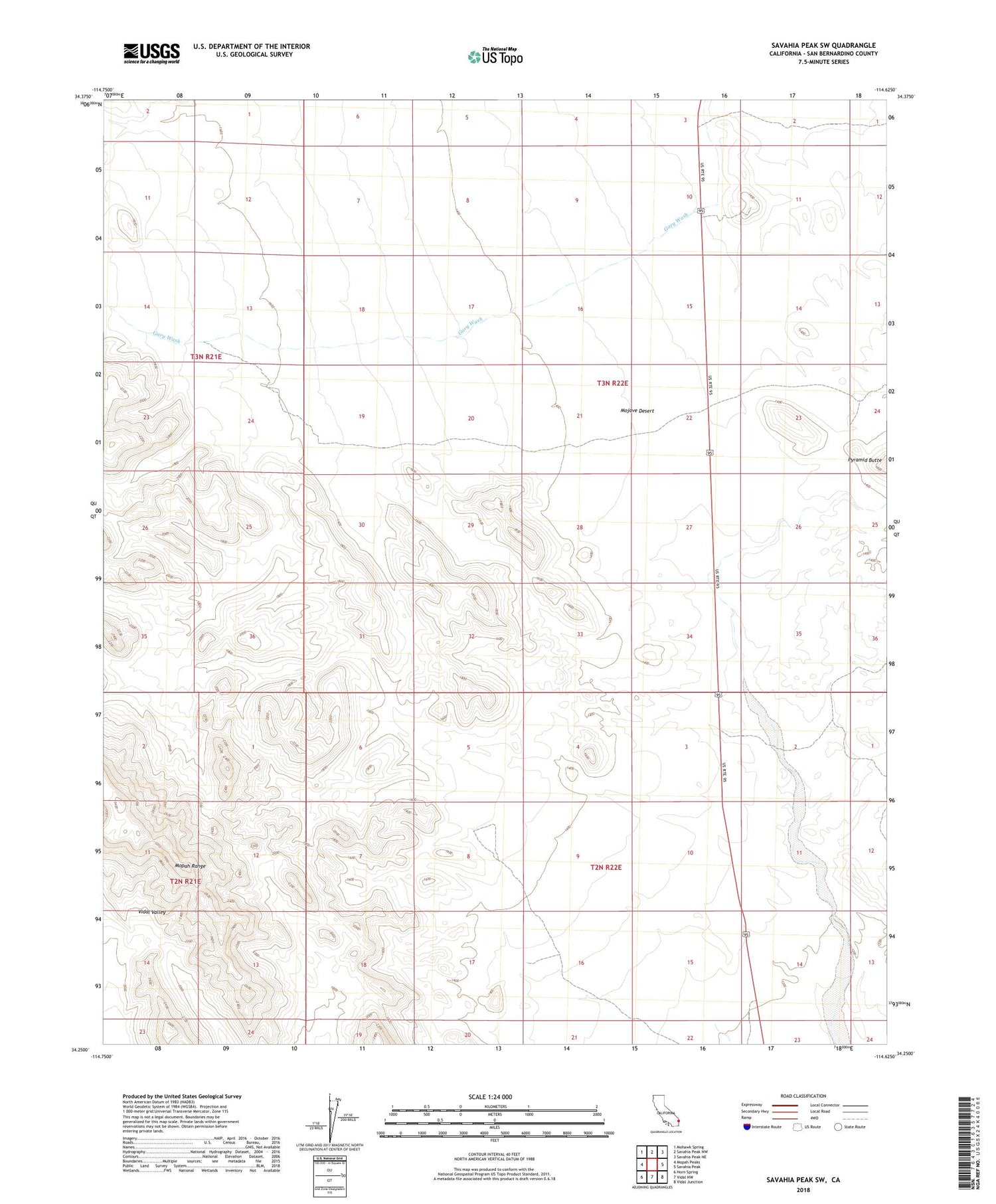 Savahia Peak SW California US Topo Map Image