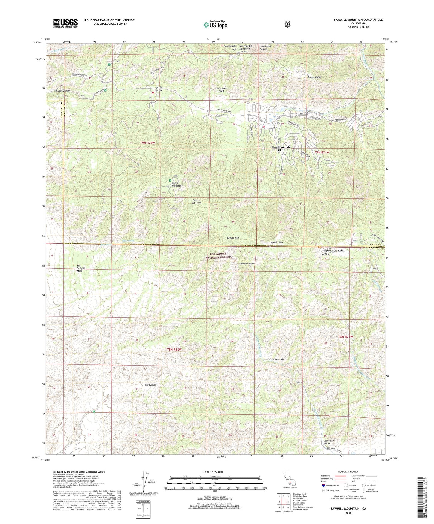Sawmill Mountain California US Topo Map Image