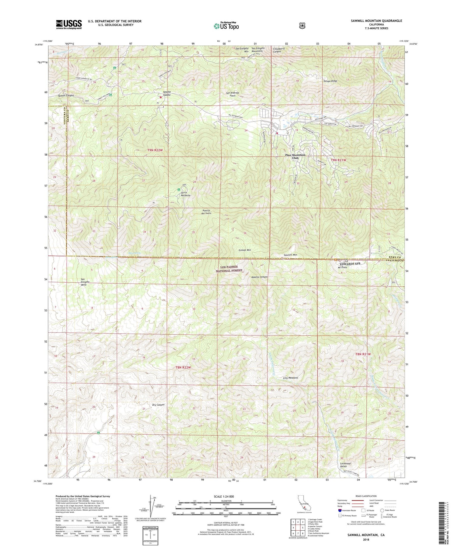 Sawmill Mountain California US Topo Map Image