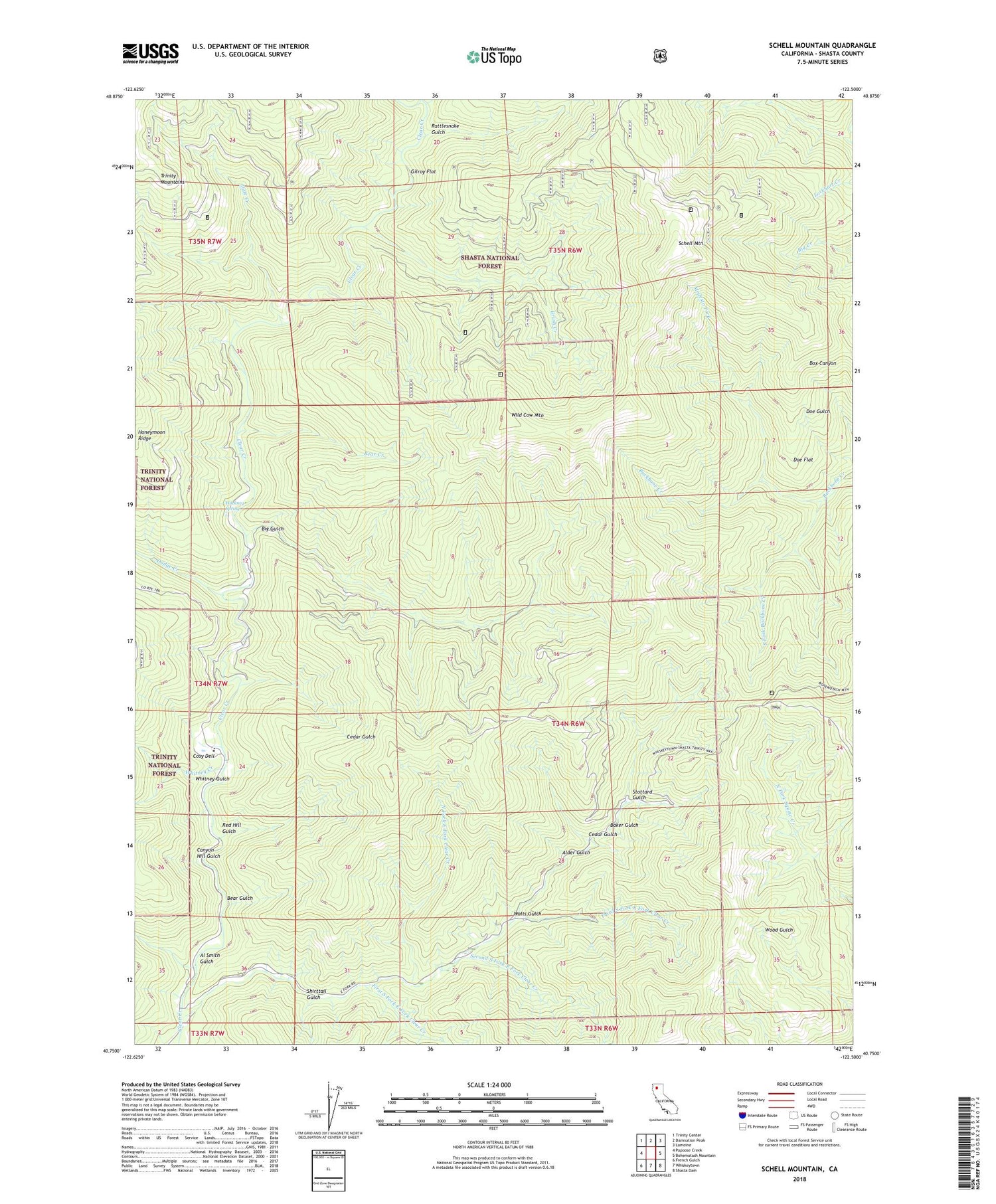 Schell Mountain California US Topo Map Image