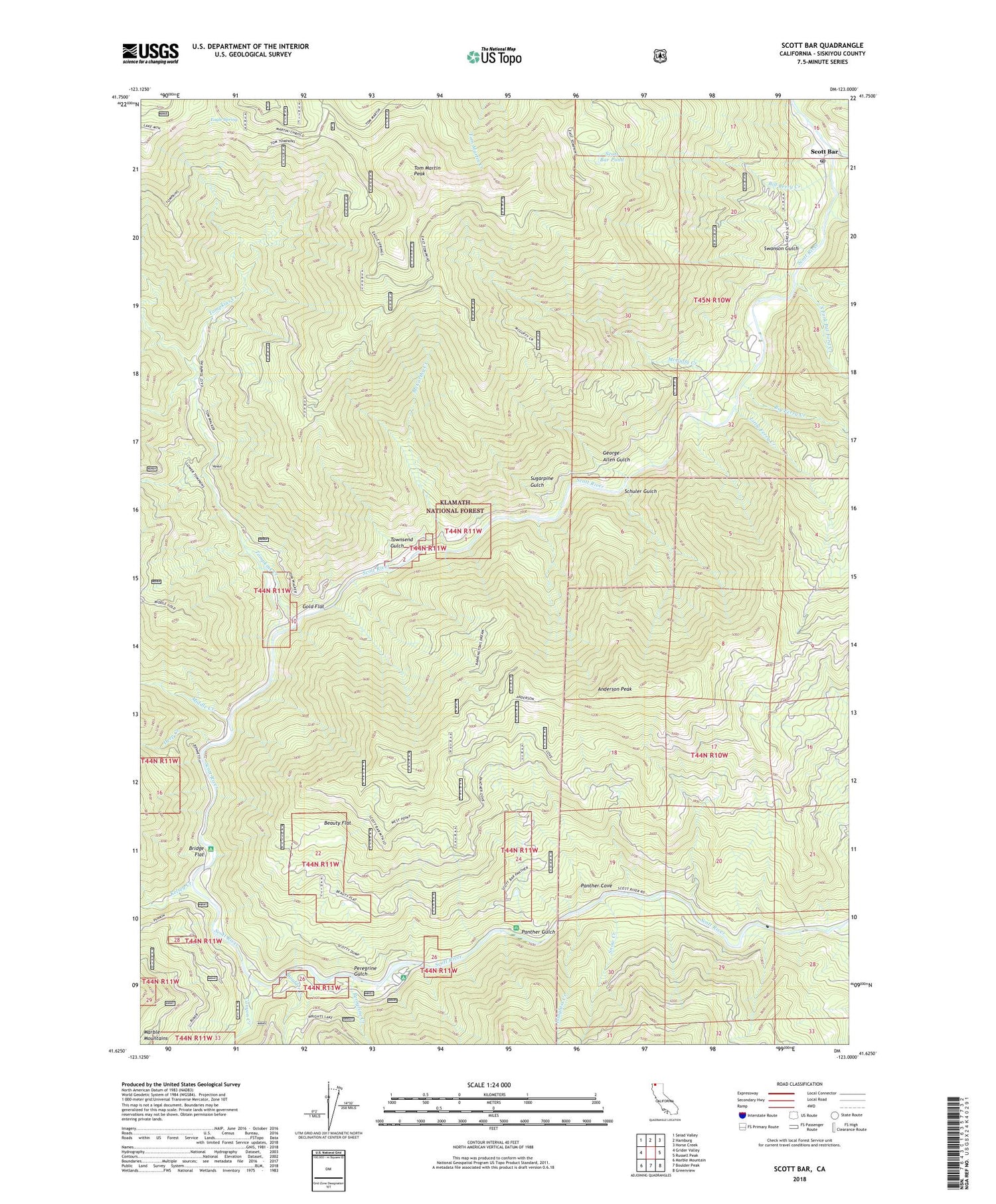 Scott Bar California US Topo Map Image