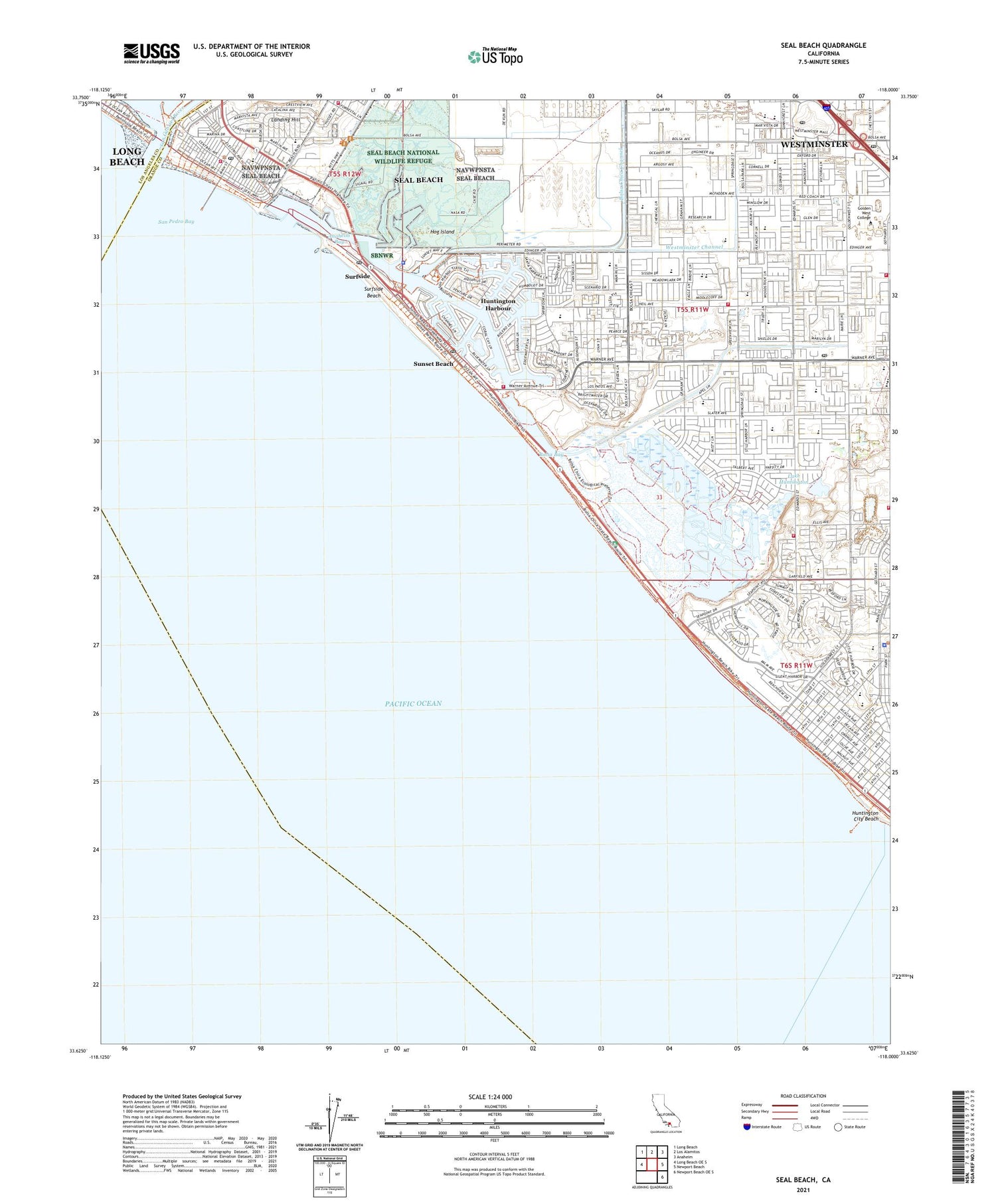Seal Beach California US Topo Map Image